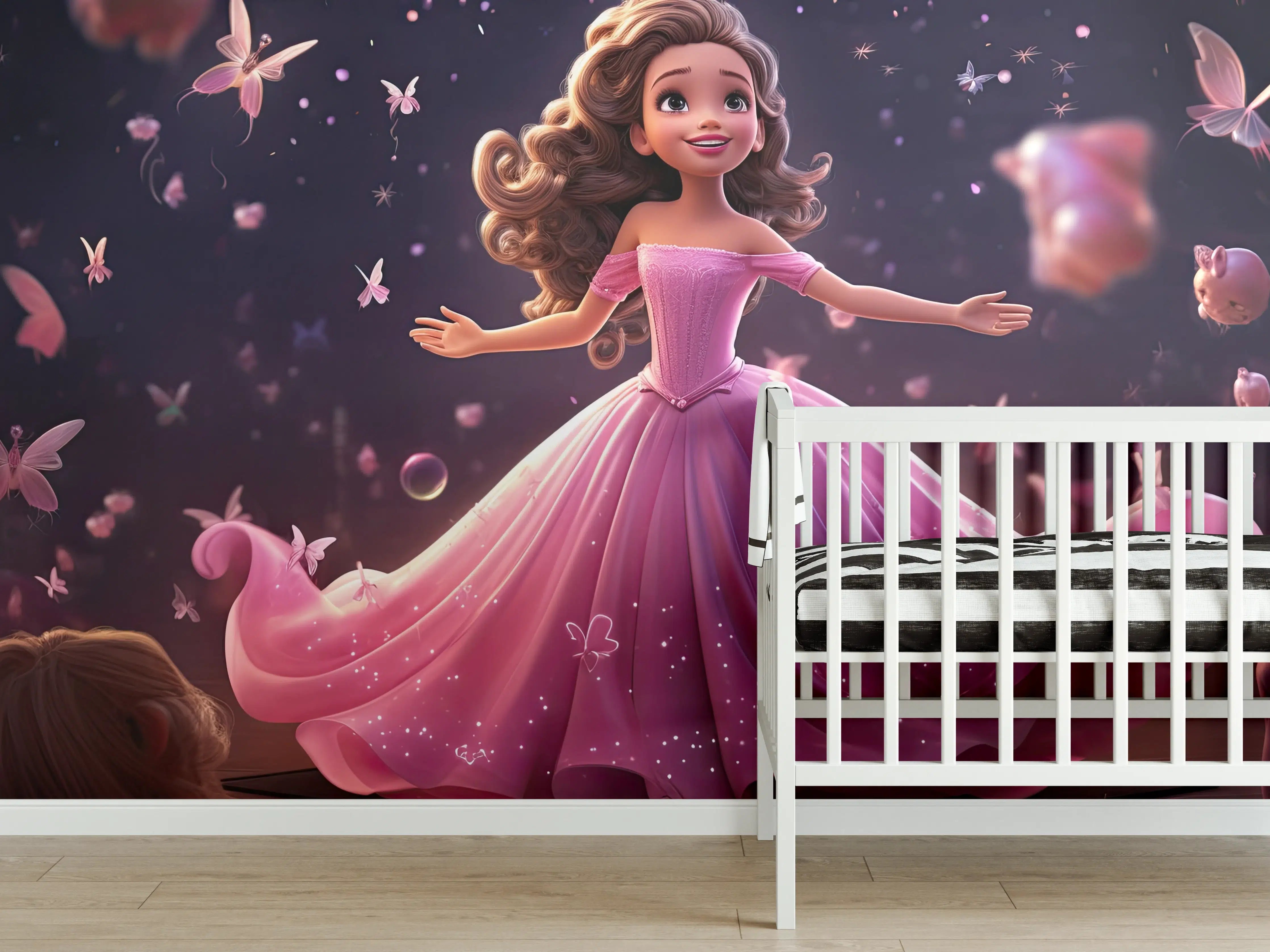 Babyzimmer Wandgestaltung - Magische Märchenhafte Cinderella Szene