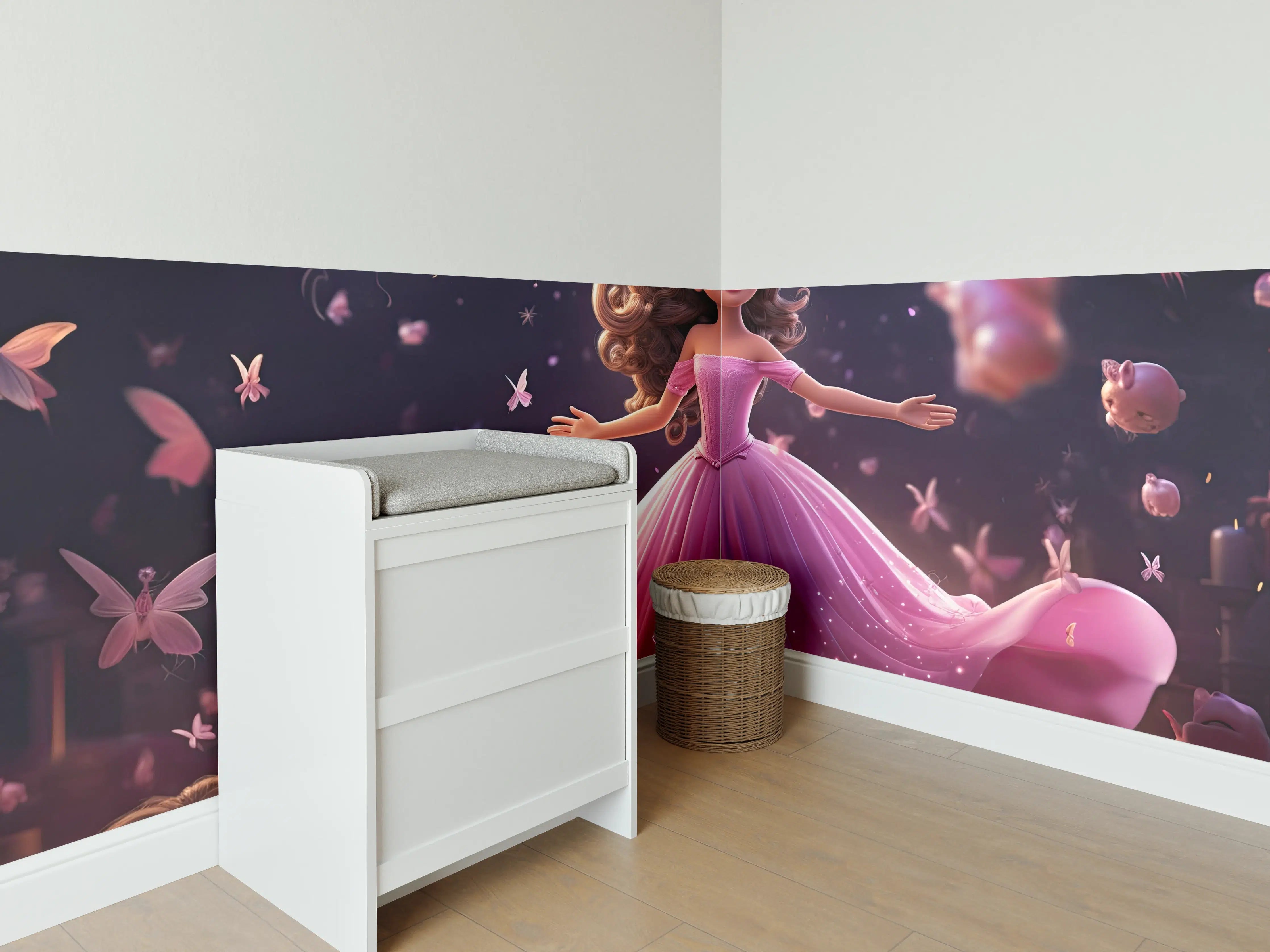 Babyzimmer Wandgestaltung - Magische Märchenhafte Cinderella Szene