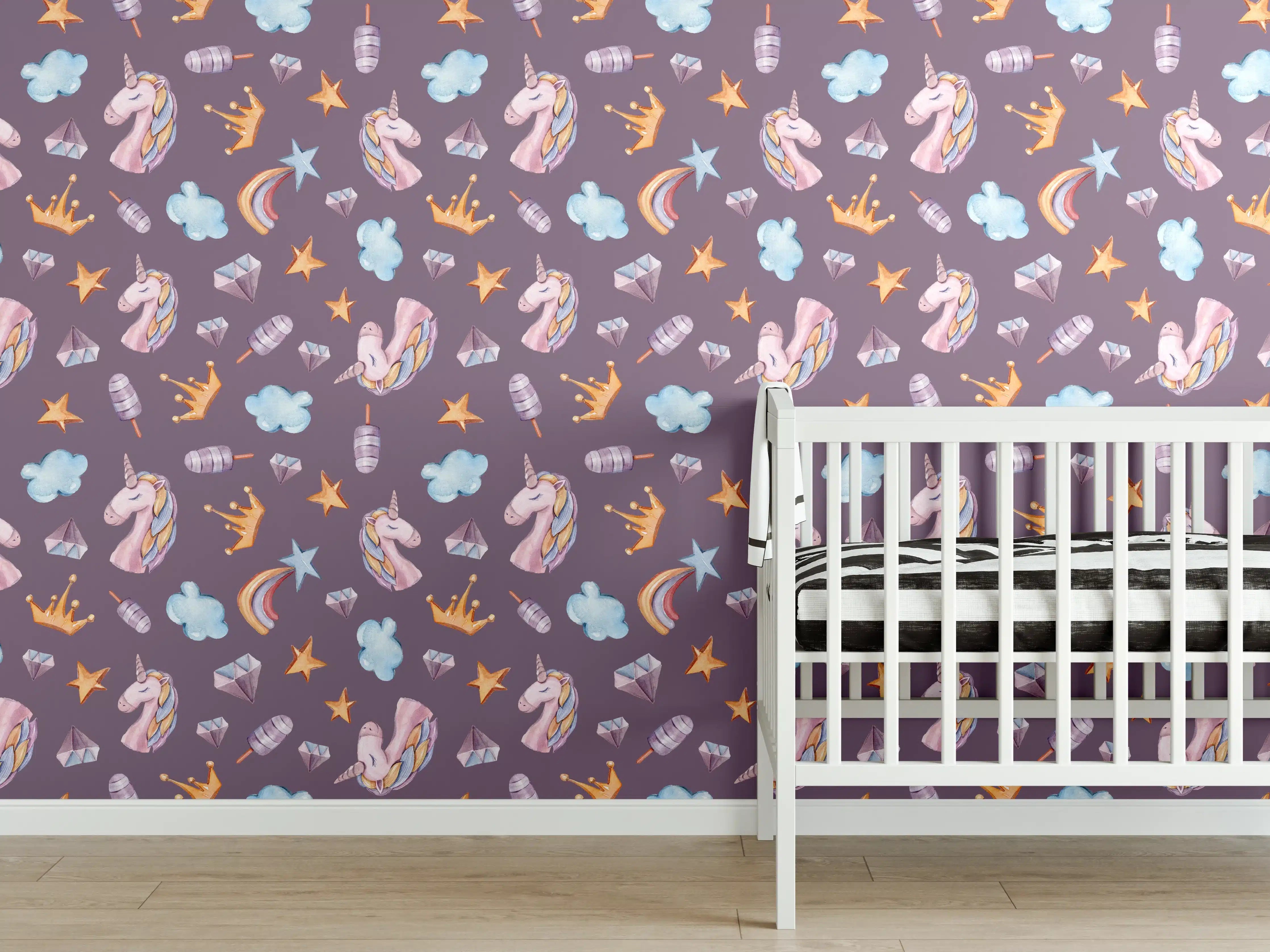 Babyzimmer Wandgestaltung - Magischer Baby-Universum-Druck in Pastellfarben