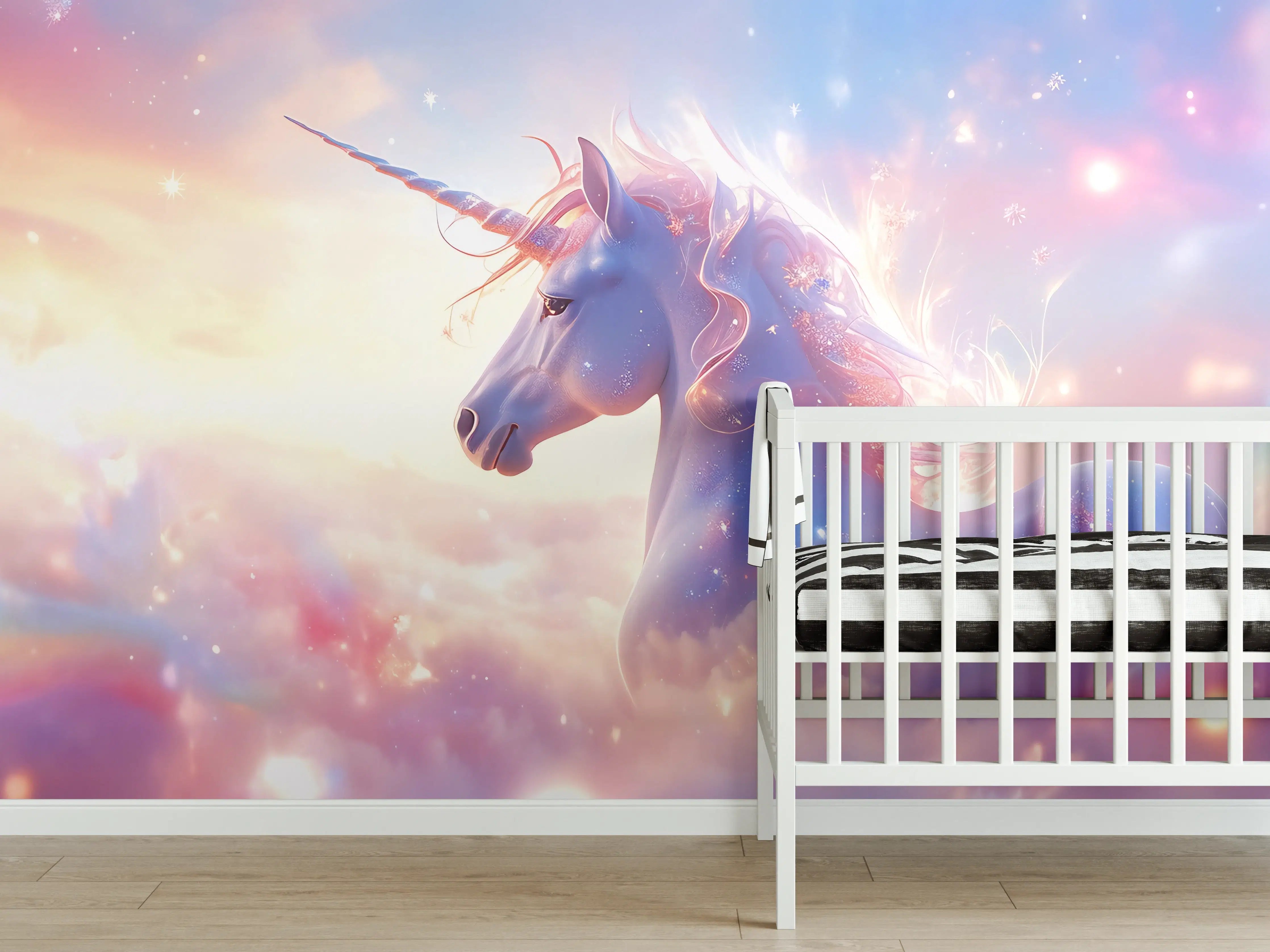 Babyzimmer Wandgestaltung - Magischer Einhorn-Himmelshimmel