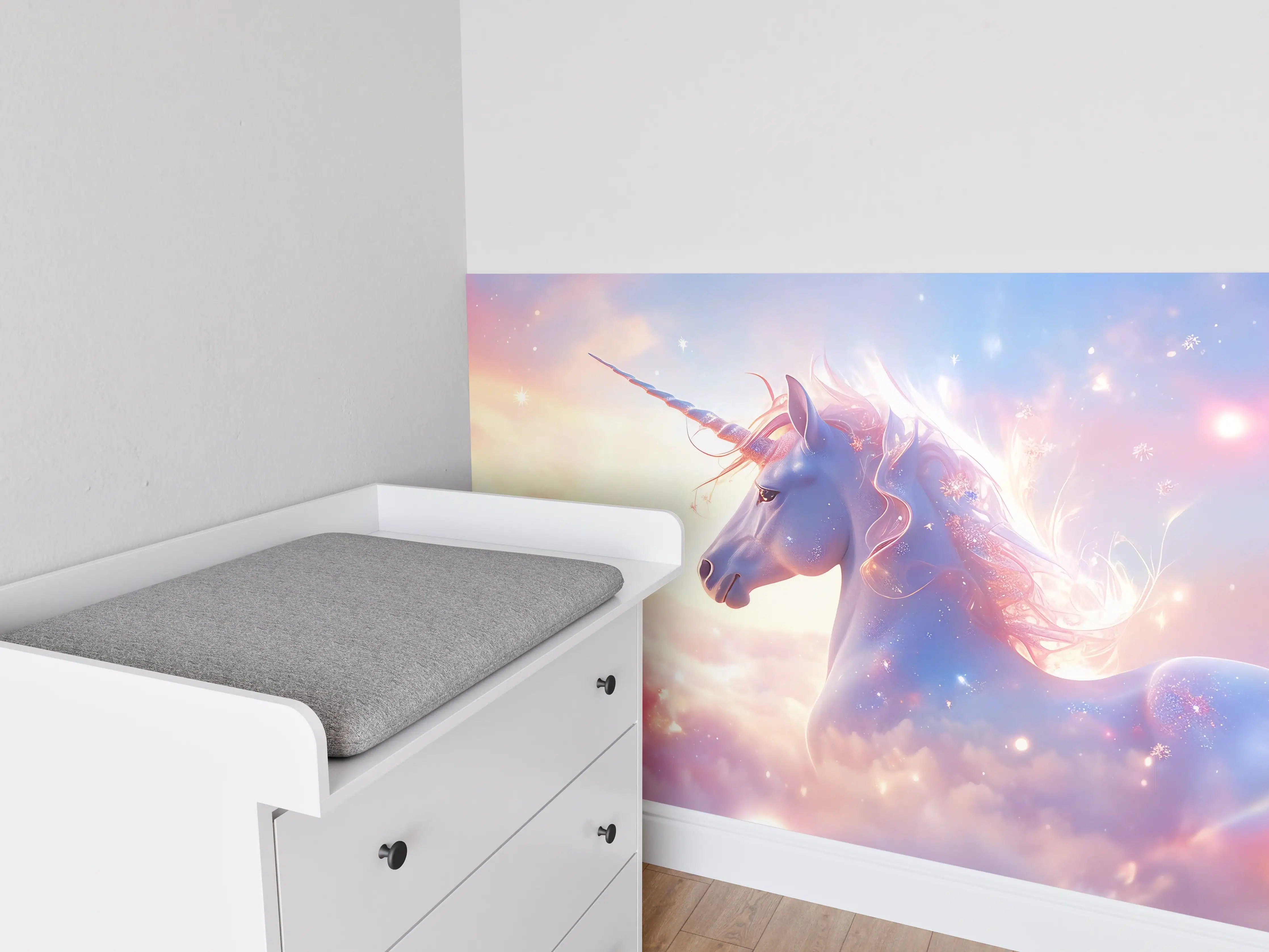 Babyzimmer Wandgestaltung - Magischer Einhorn-Himmelshimmel