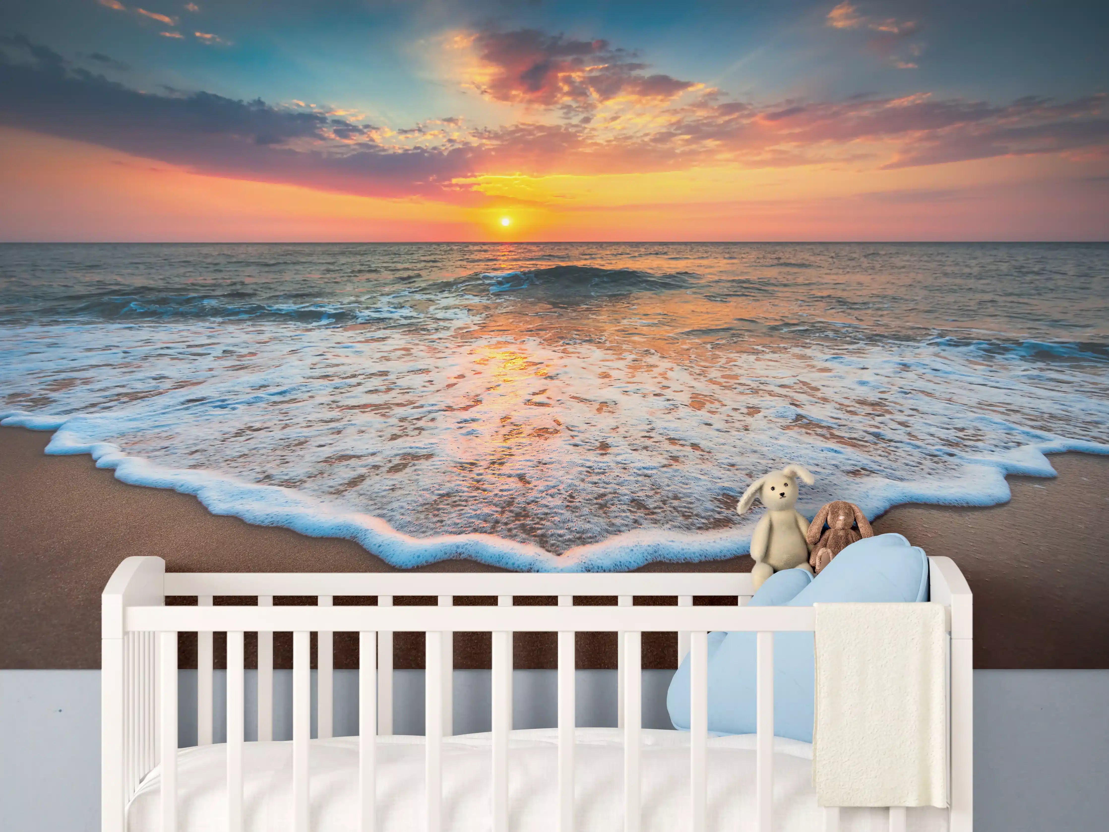 Babyzimmer Wandgestaltung - Magischer Sonnenaufgang Meer