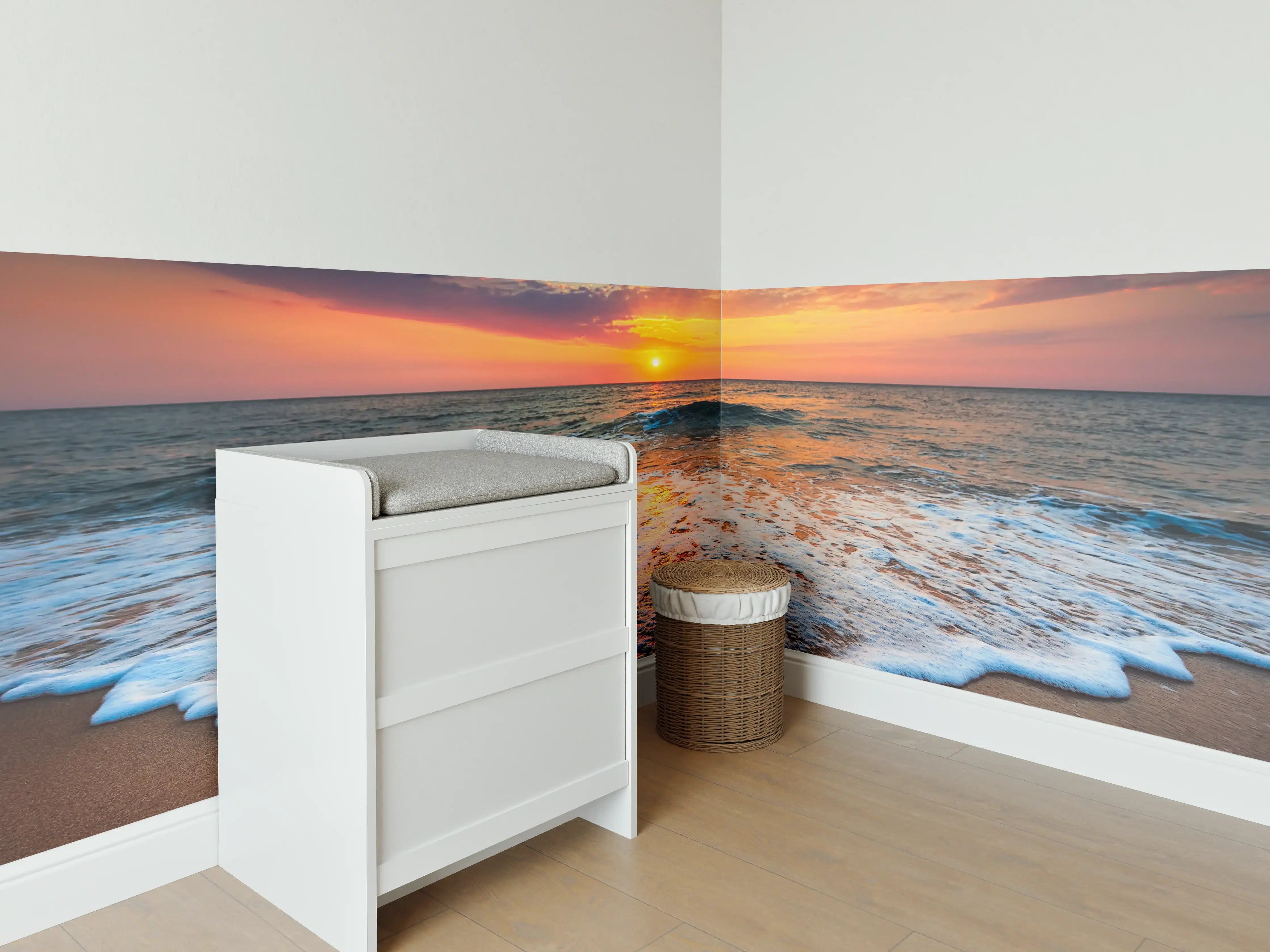 Babyzimmer Wandgestaltung - Magischer Sonnenaufgang Meer