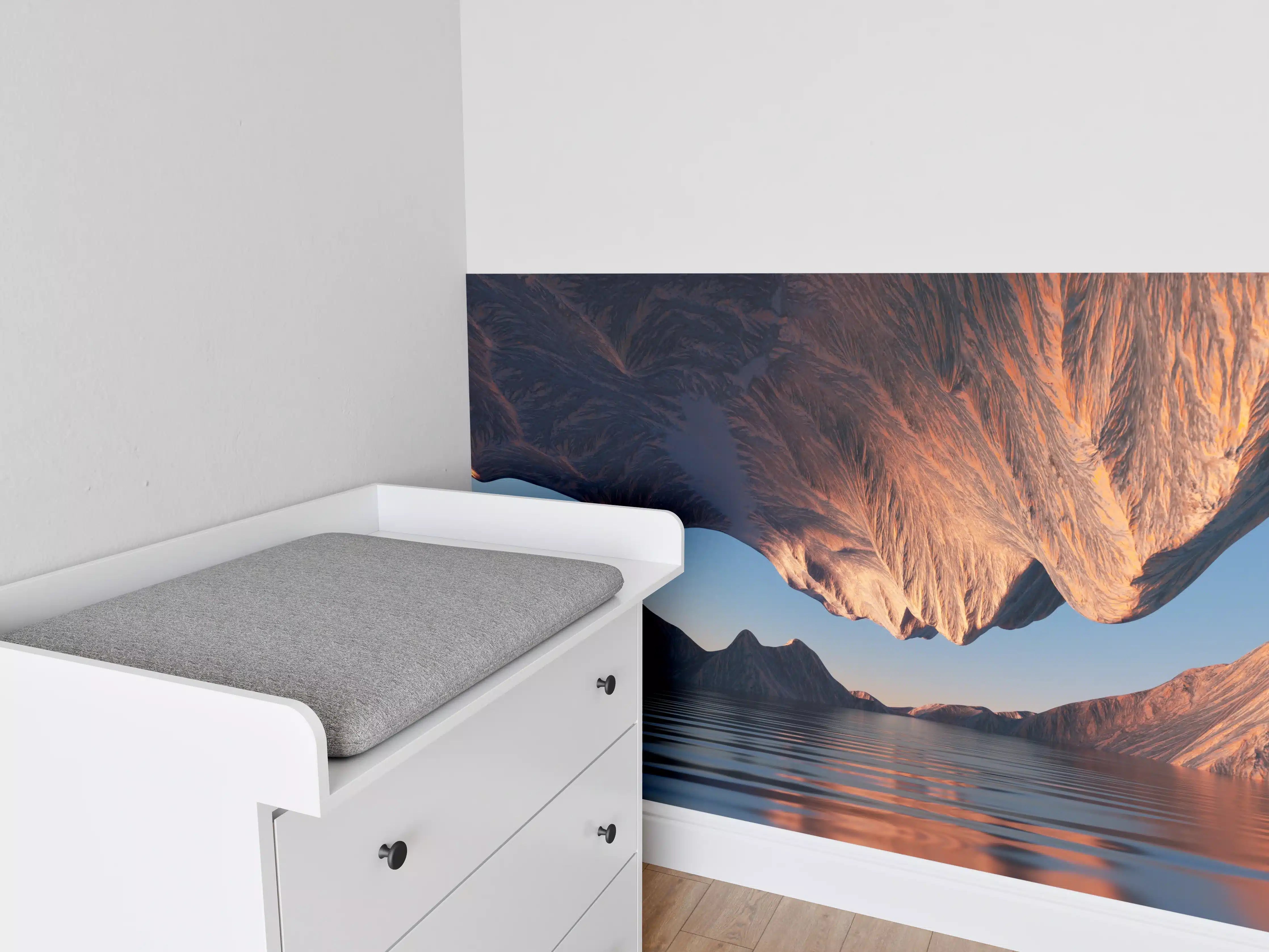 Babyzimmer Wandgestaltung - Majestätisches Bergpanorama bei Sonnenuntergang