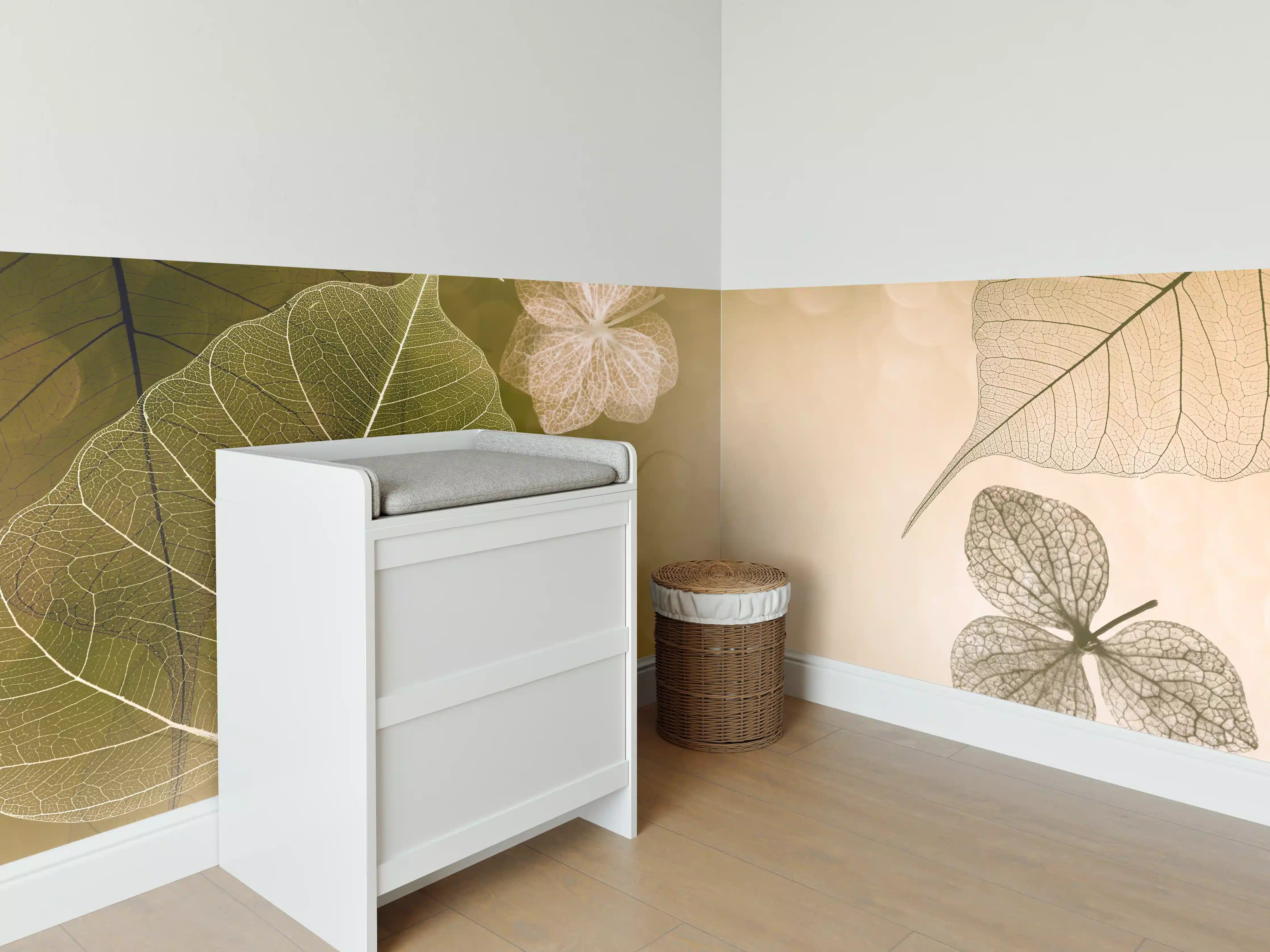 Babyzimmer Wandgestaltung - Makro Blattadern Kunstwerk