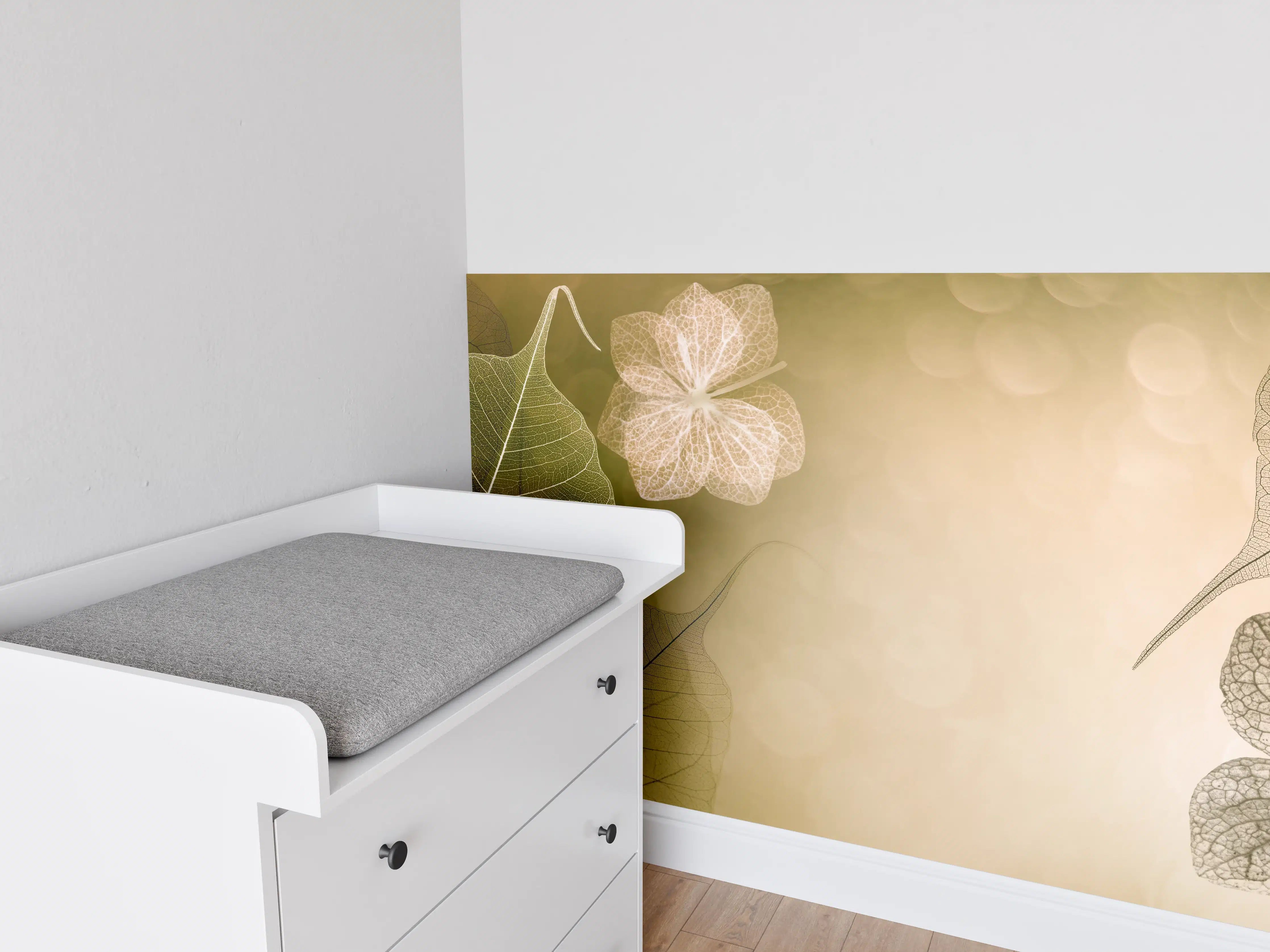 Babyzimmer Wandgestaltung - Makro Blattadern Kunstwerk