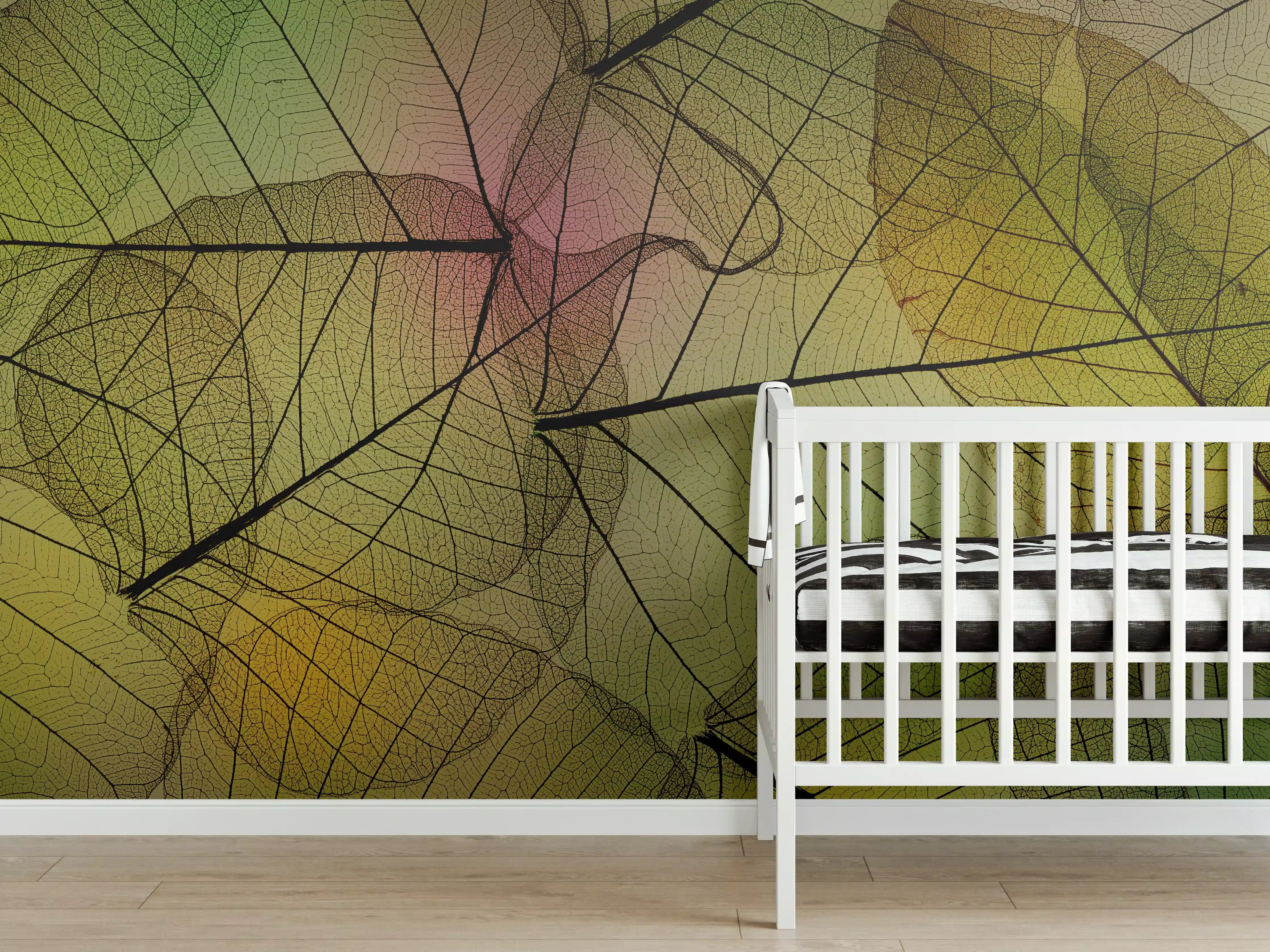Babyzimmer Wandgestaltung - Makro Blattadern Textur