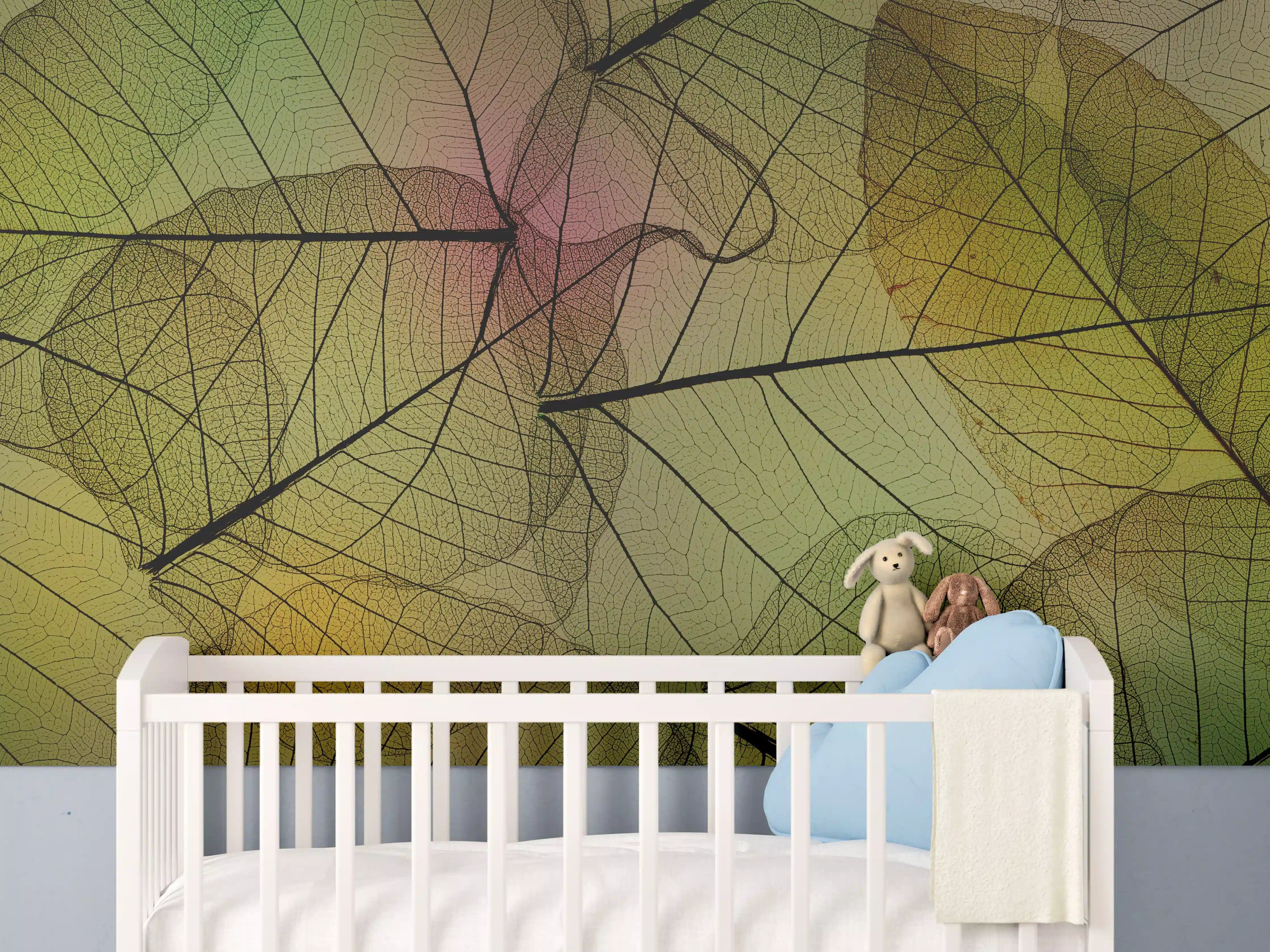 Babyzimmer Wandgestaltung - Makro Blattadern Textur