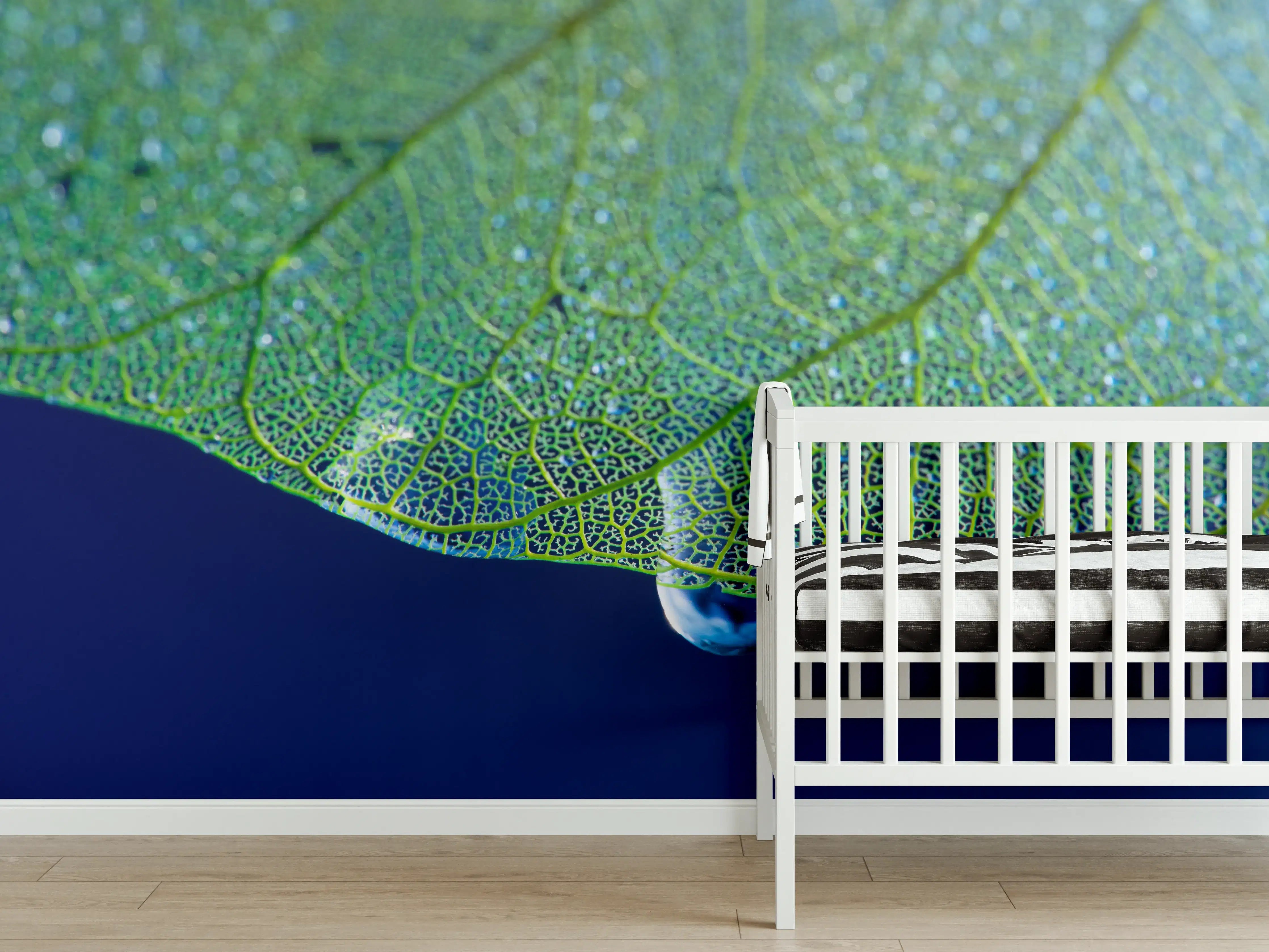 Babyzimmer Wandgestaltung - Makroaufnahme Grünes Blattgeäder