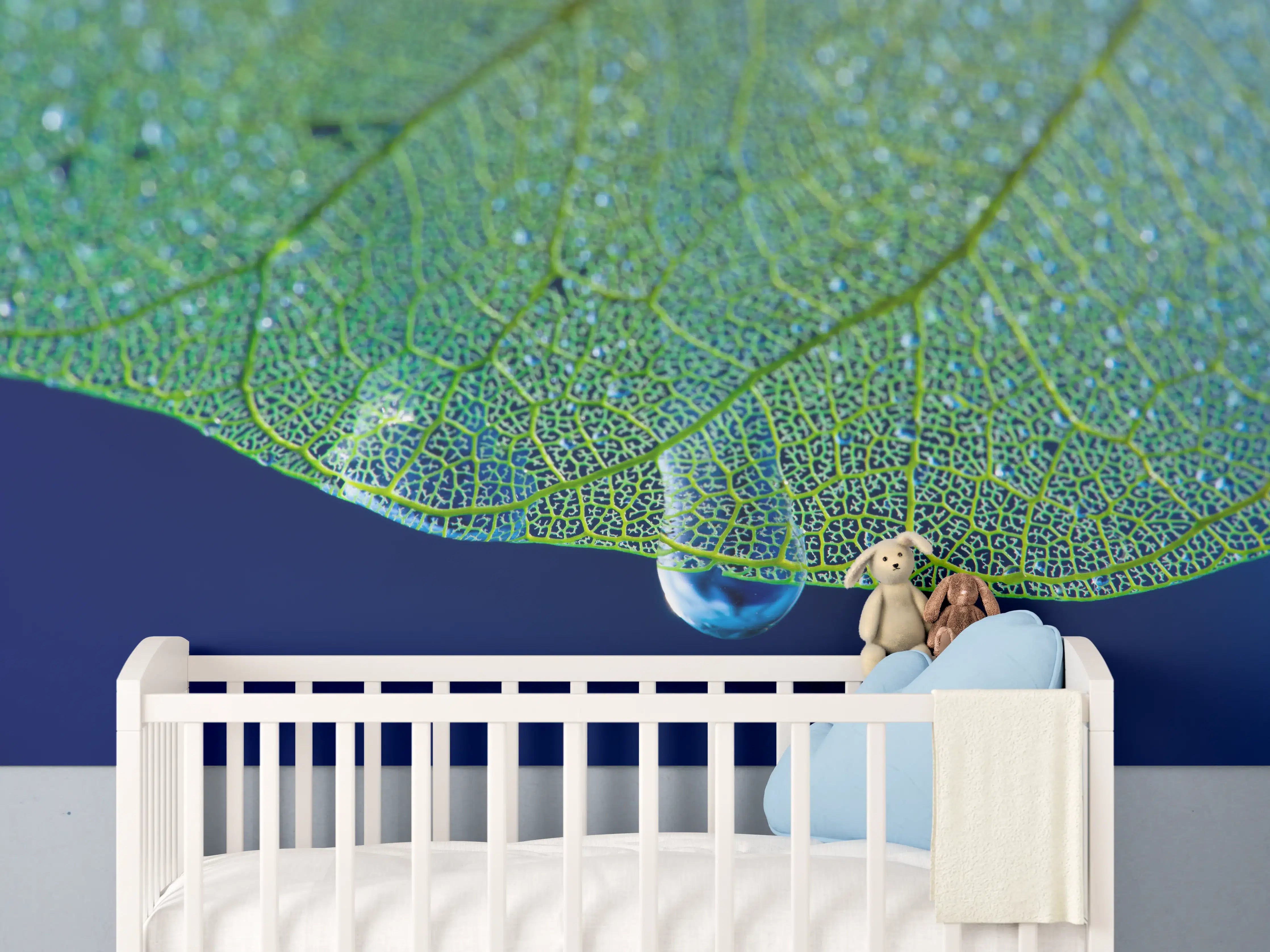 Babyzimmer Wandgestaltung - Makroaufnahme Grünes Blattgeäder