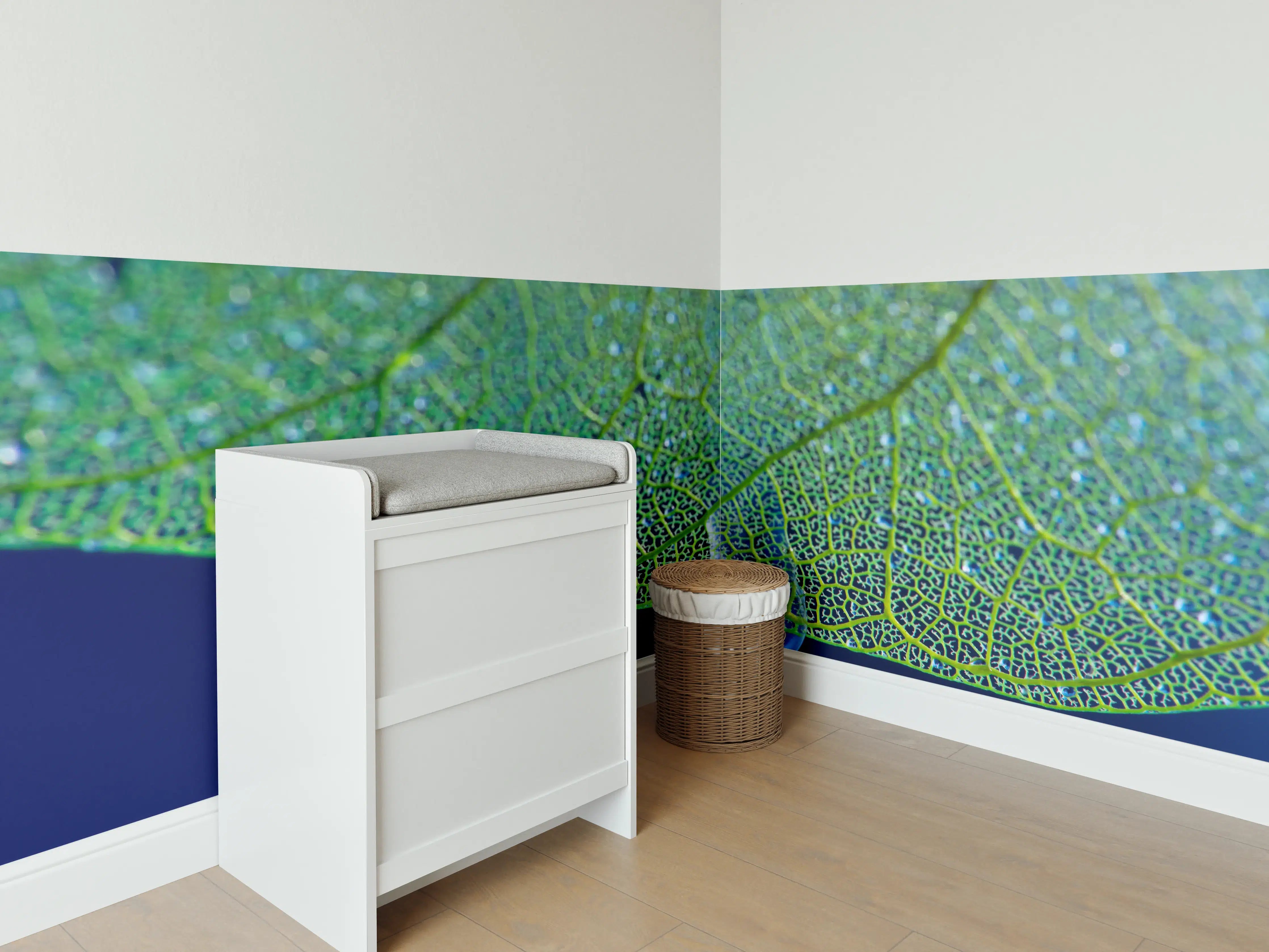 Babyzimmer Wandgestaltung - Makroaufnahme Grünes Blattgeäder