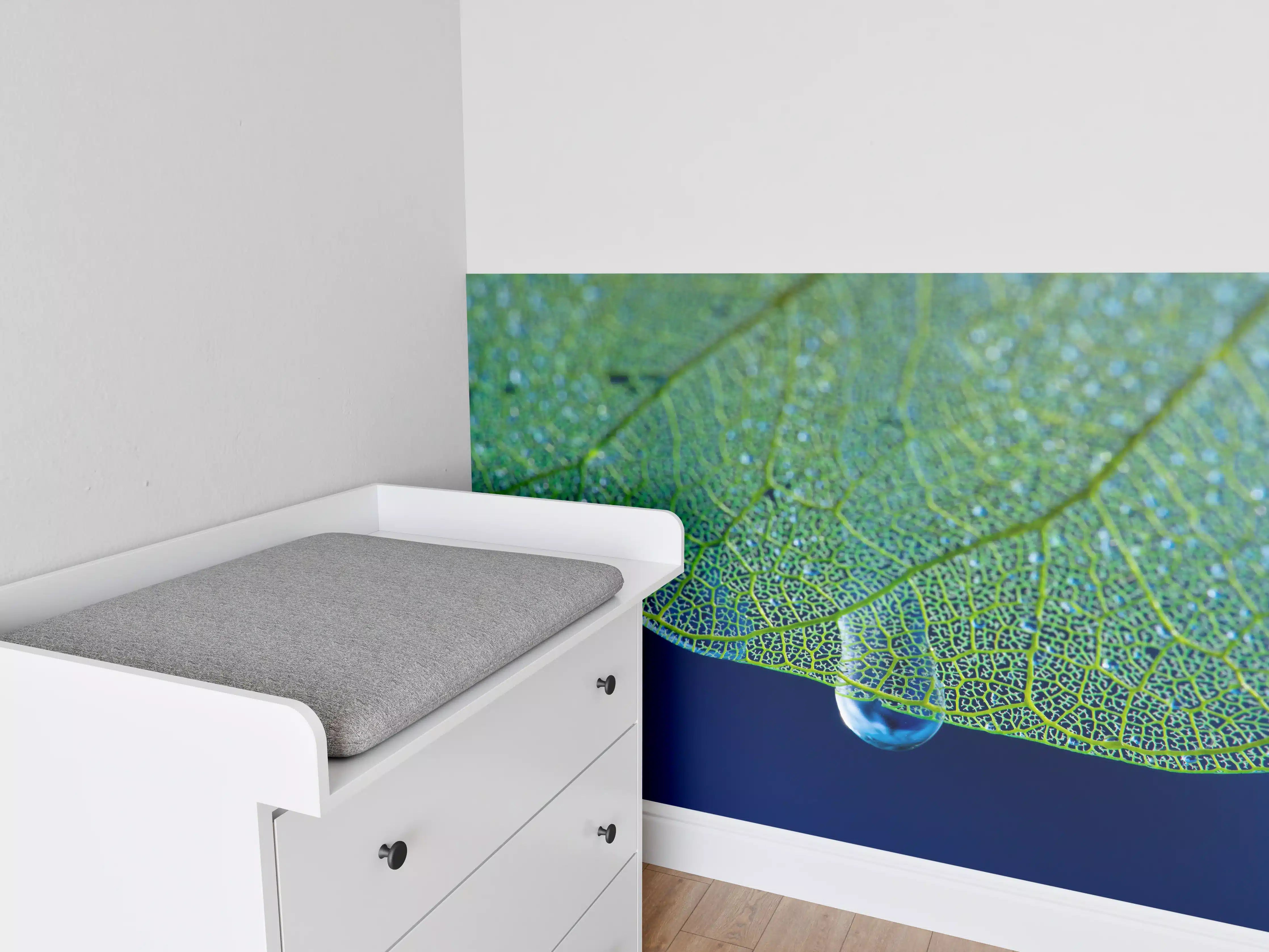 Babyzimmer Wandgestaltung - Makroaufnahme Grünes Blattgeäder