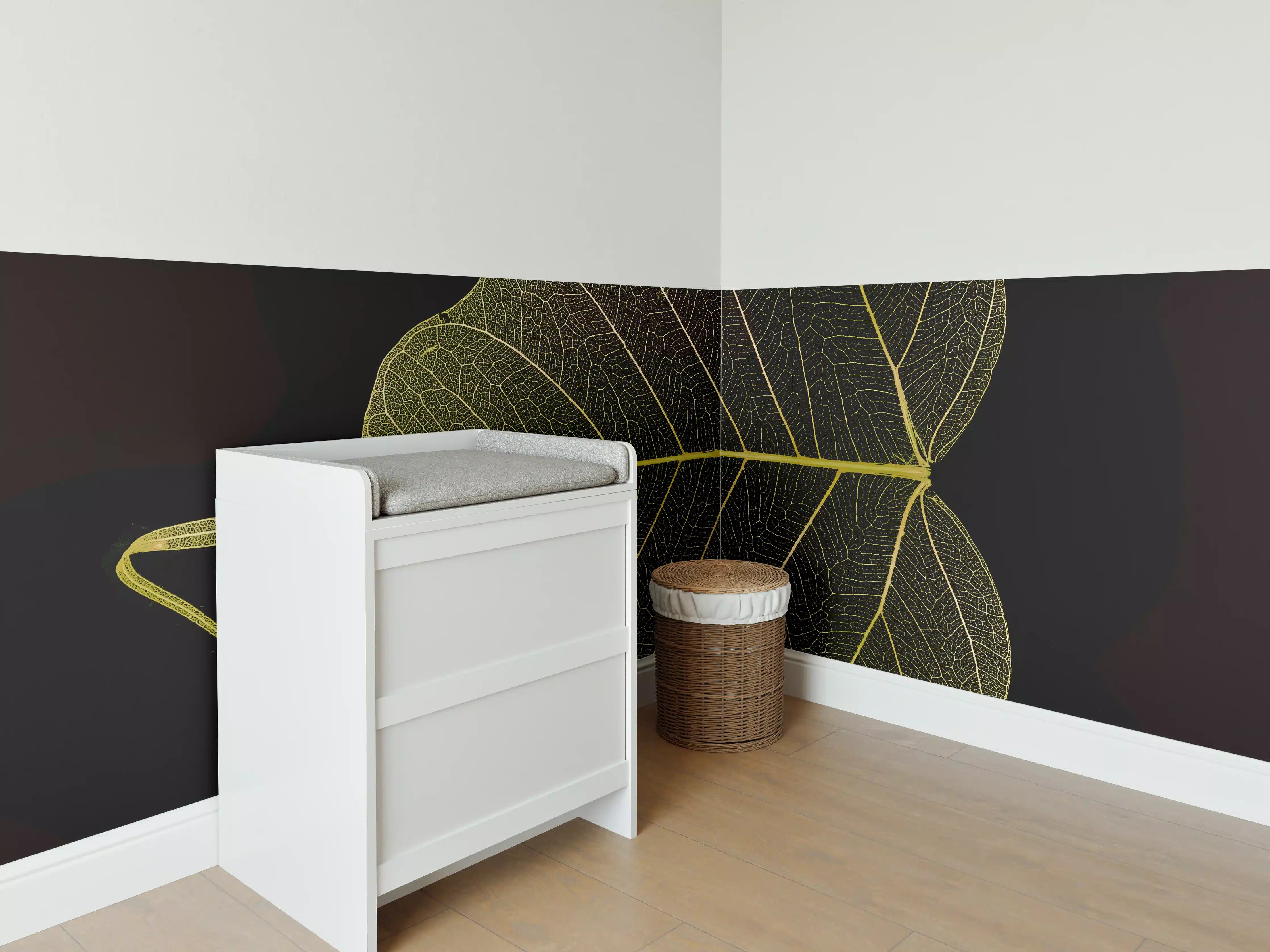 Babyzimmer Wandgestaltung - Makrofotografie Blattstruktur Gelb