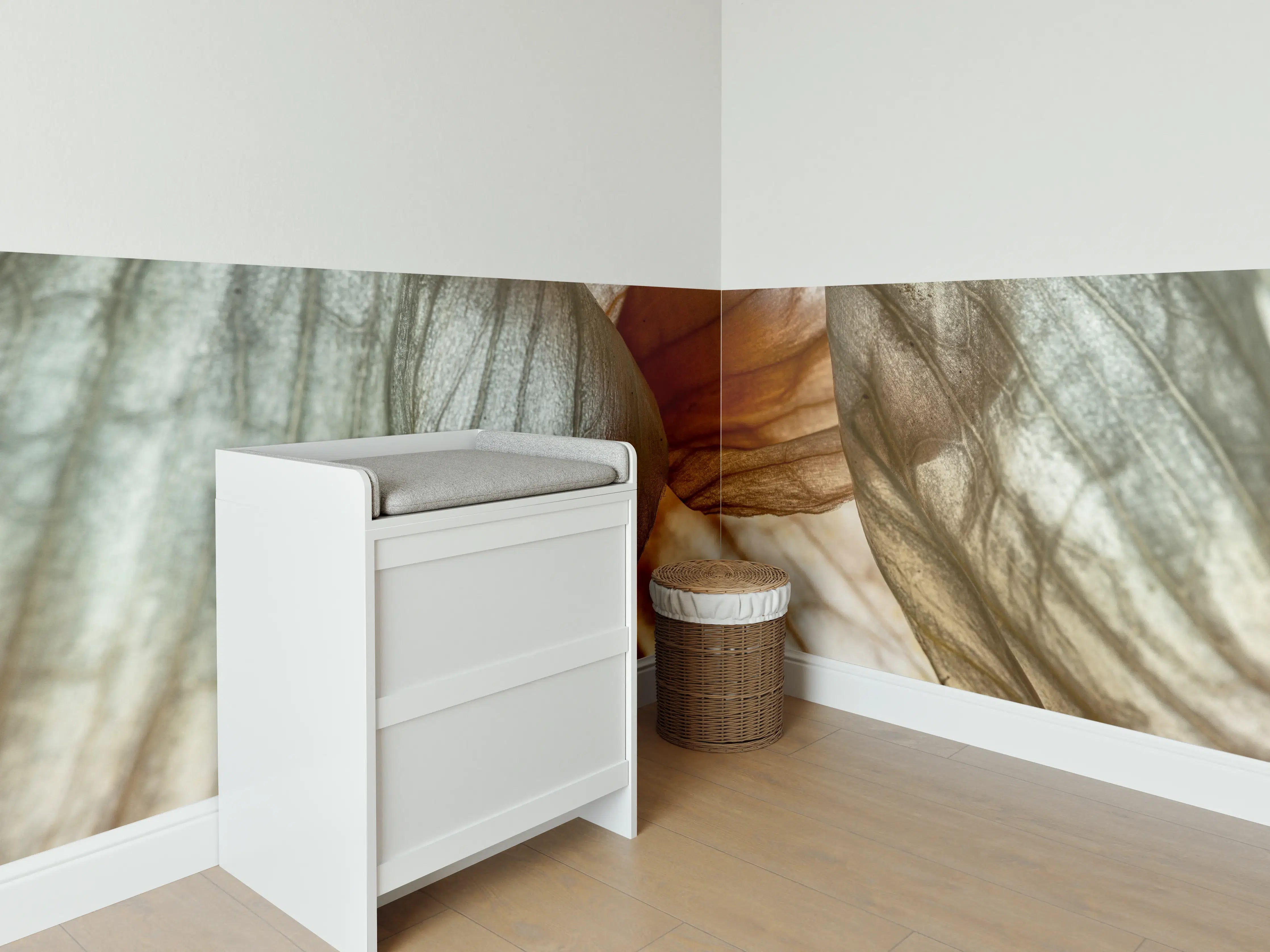 Babyzimmer Wandgestaltung - Makrofotografie der Schalenblatttextur einer Zwiebel