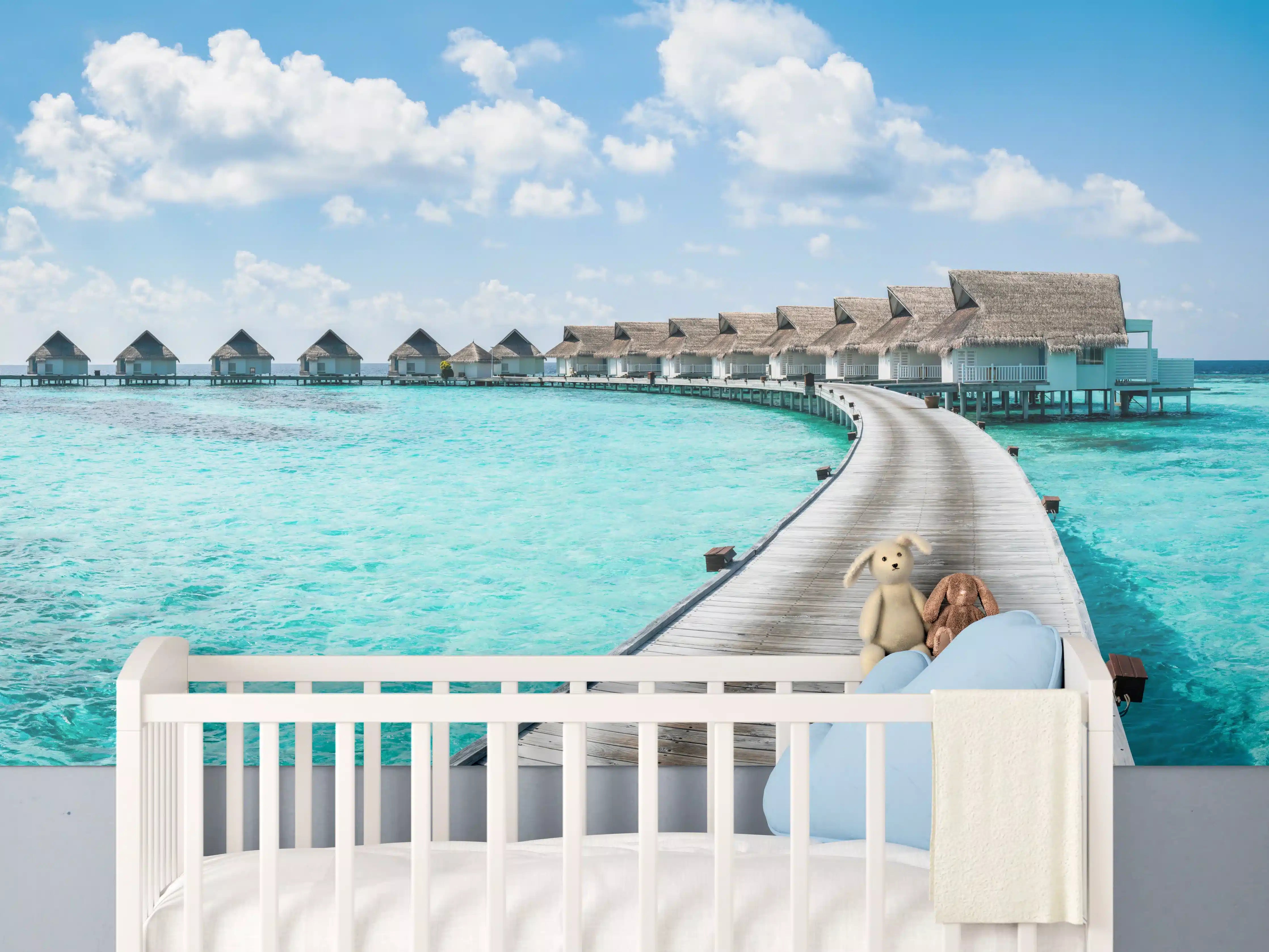Babyzimmer Wandgestaltung - Malediven Wasser-Hotel