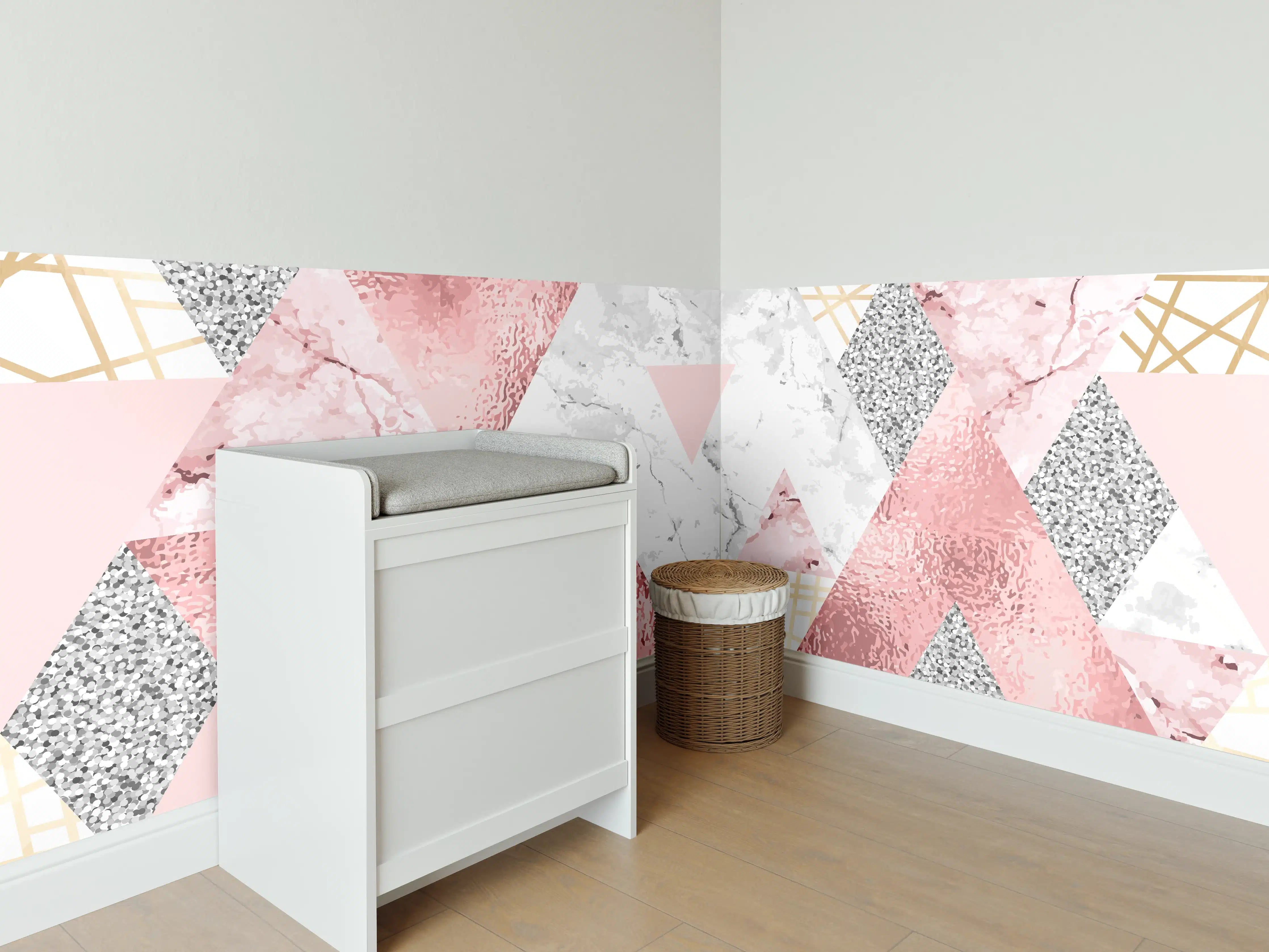 Babyzimmer Wandgestaltung - Marble Pattern Rosa Gold Dekor