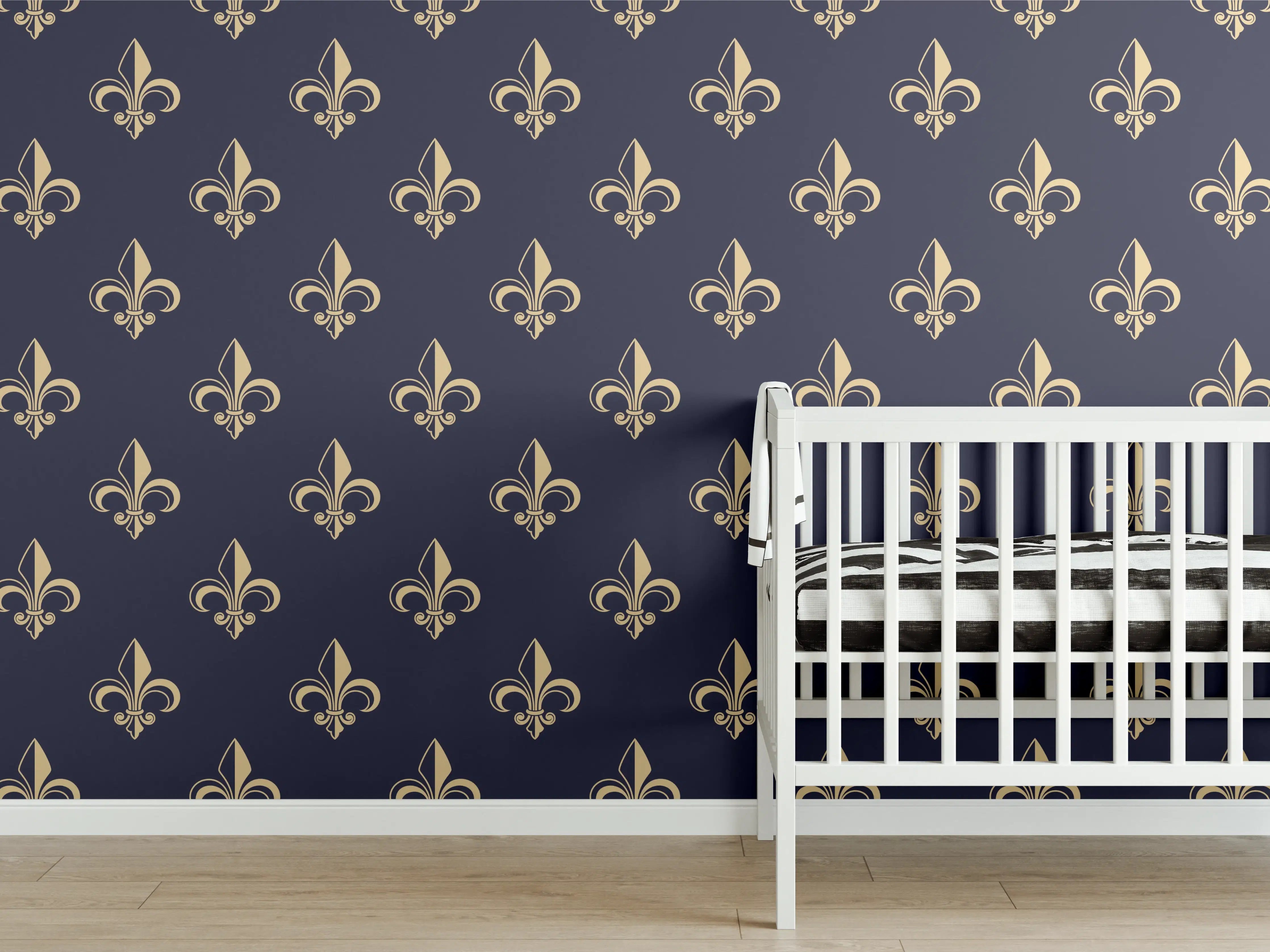 Babyzimmer Wandgestaltung - Maritimes Muster Dunkelblau