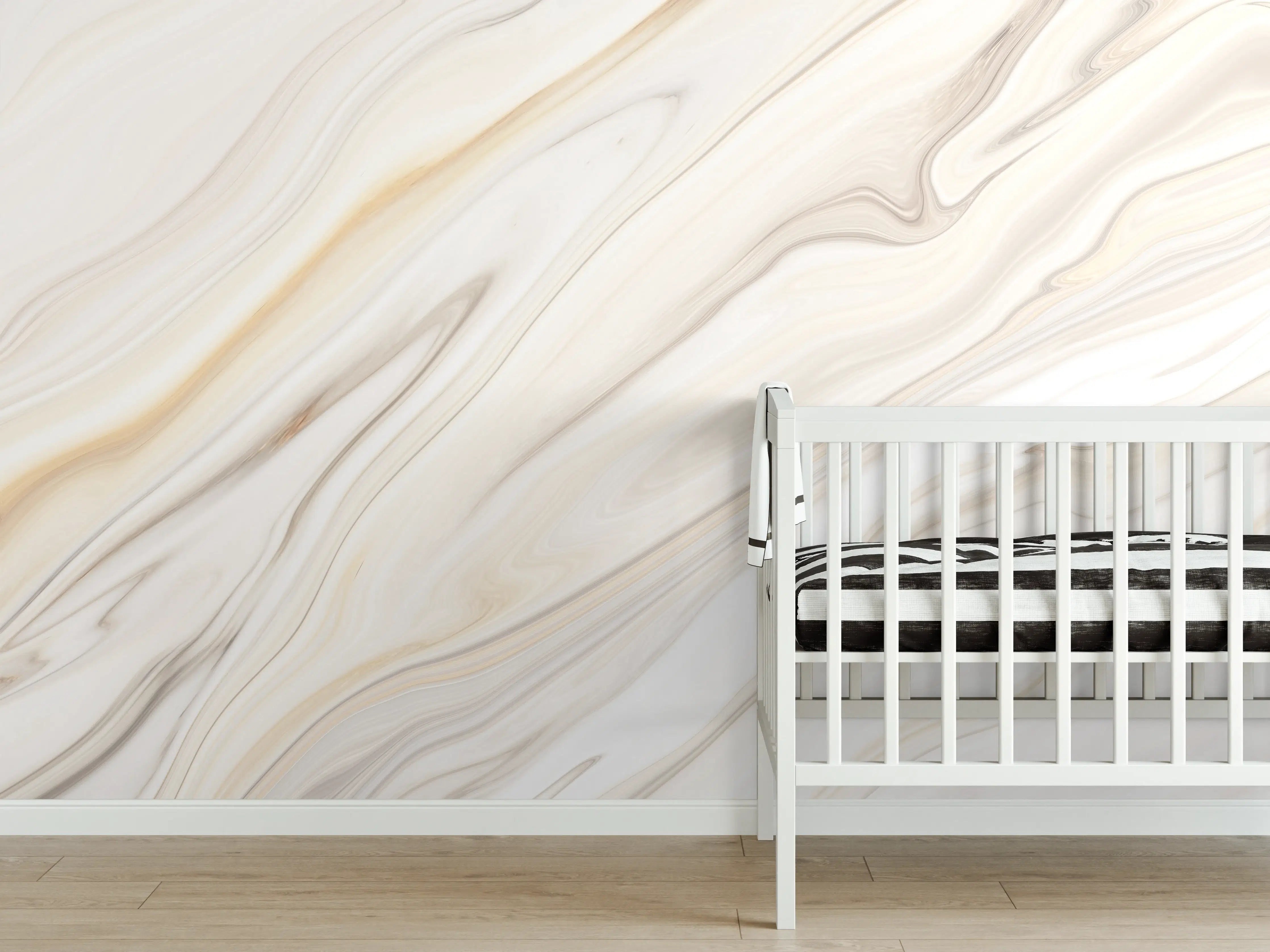 Babyzimmer Wandgestaltung - Marmor - weiß bräunliches Muster