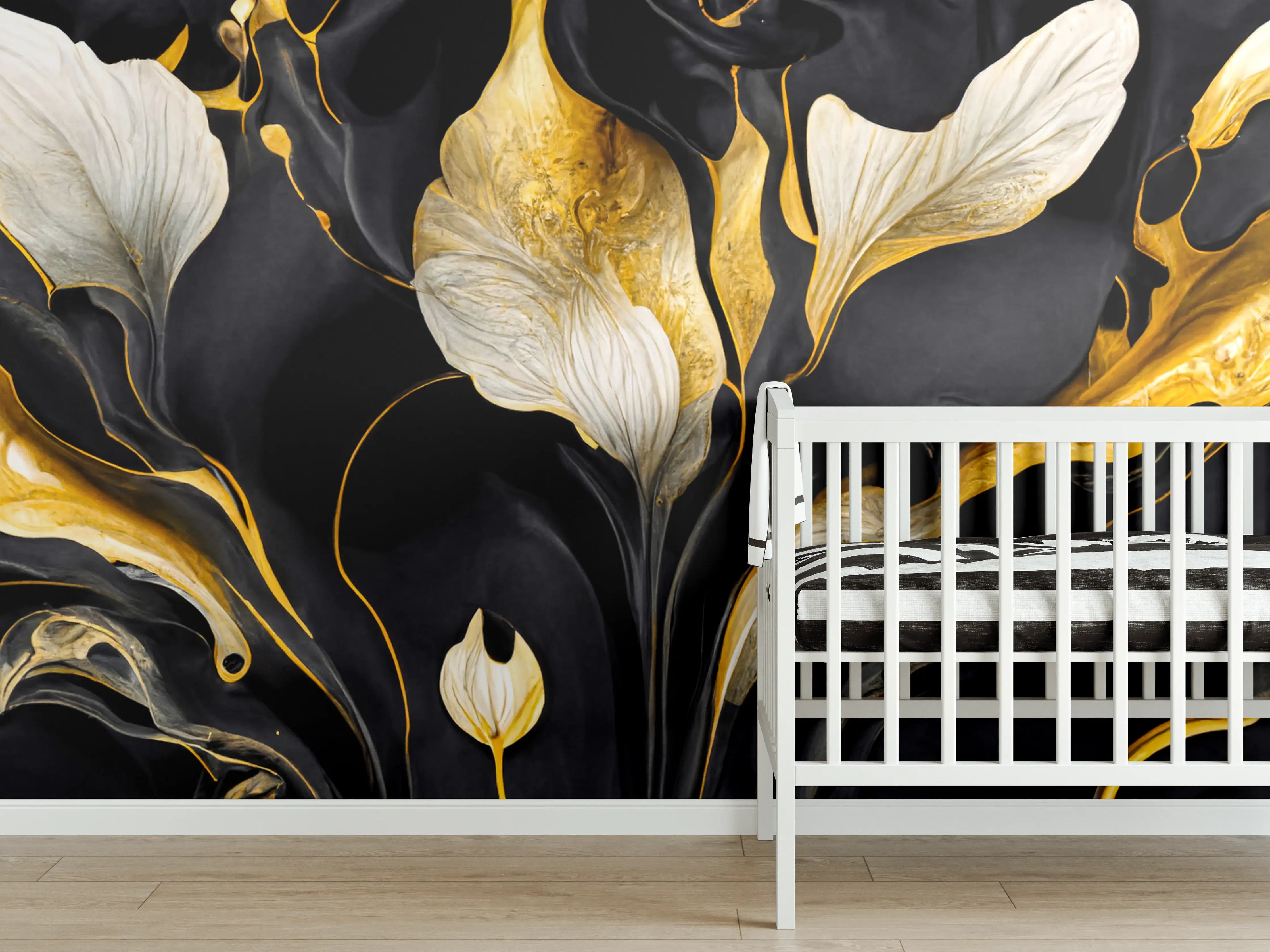 Babyzimmer Wandgestaltung - Marmor Blumenmuster