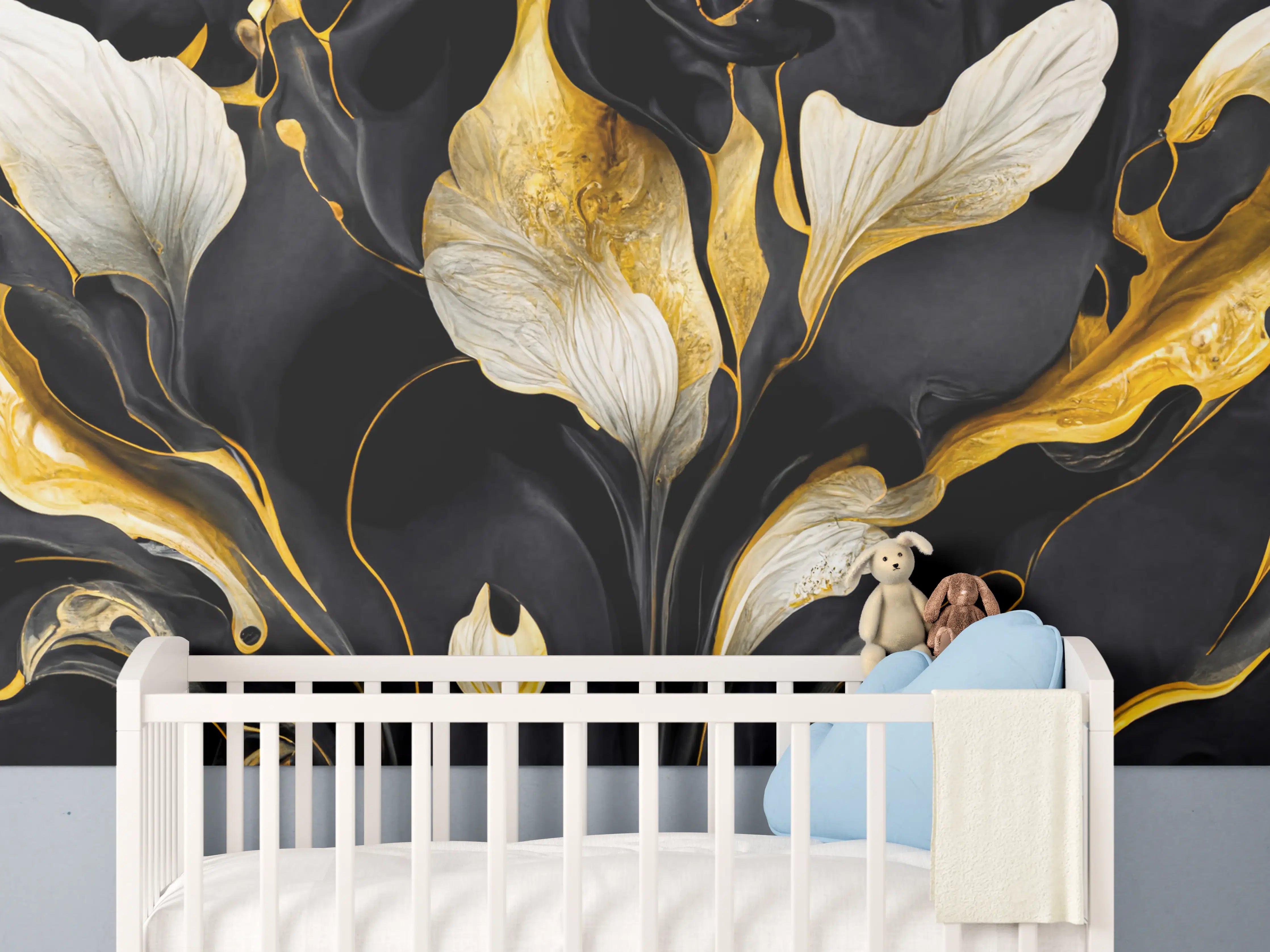 Babyzimmer Wandgestaltung - Marmor Blumenmuster