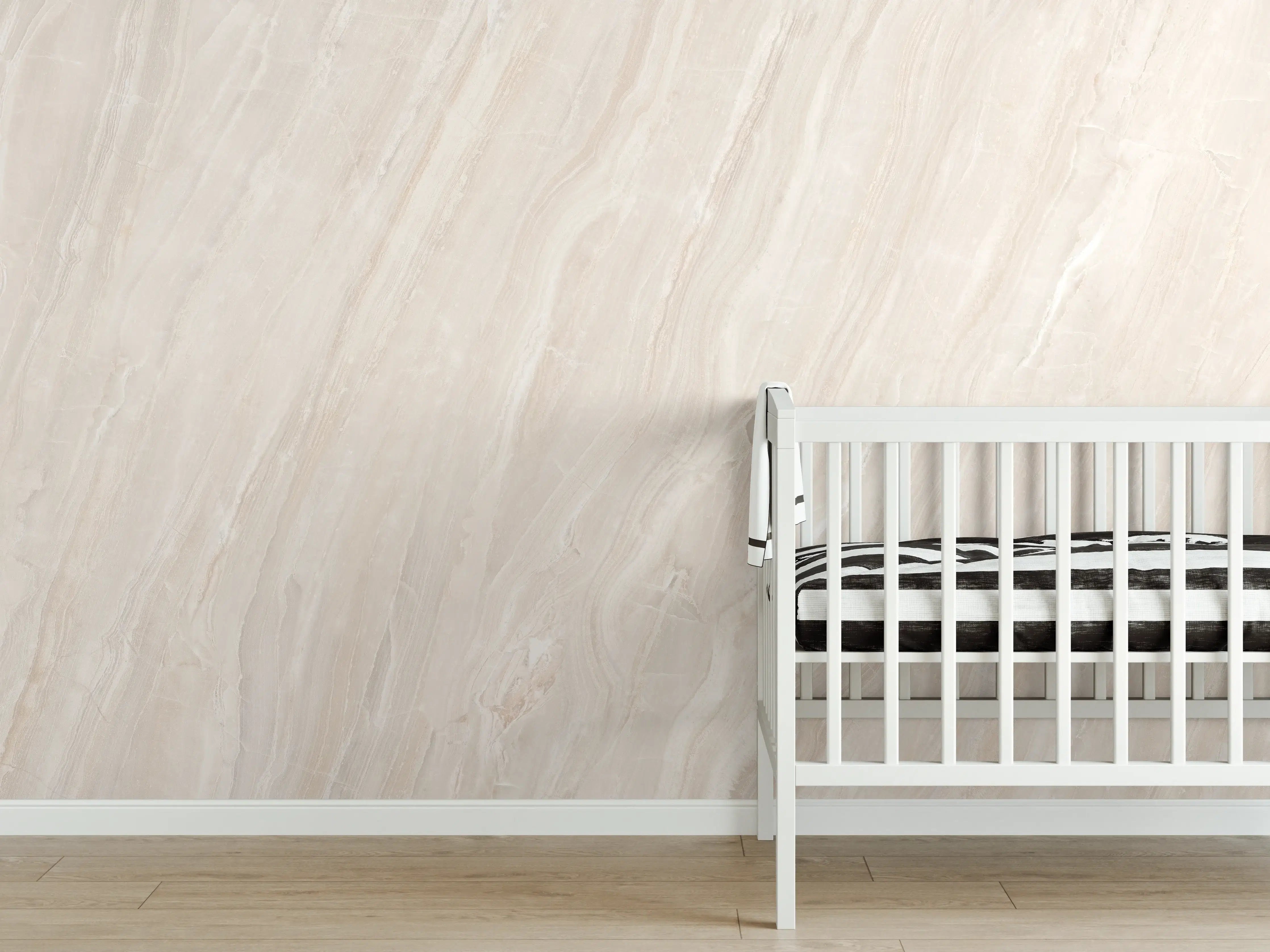 Babyzimmer Wandgestaltung - Marmor Creme Travertin Textur