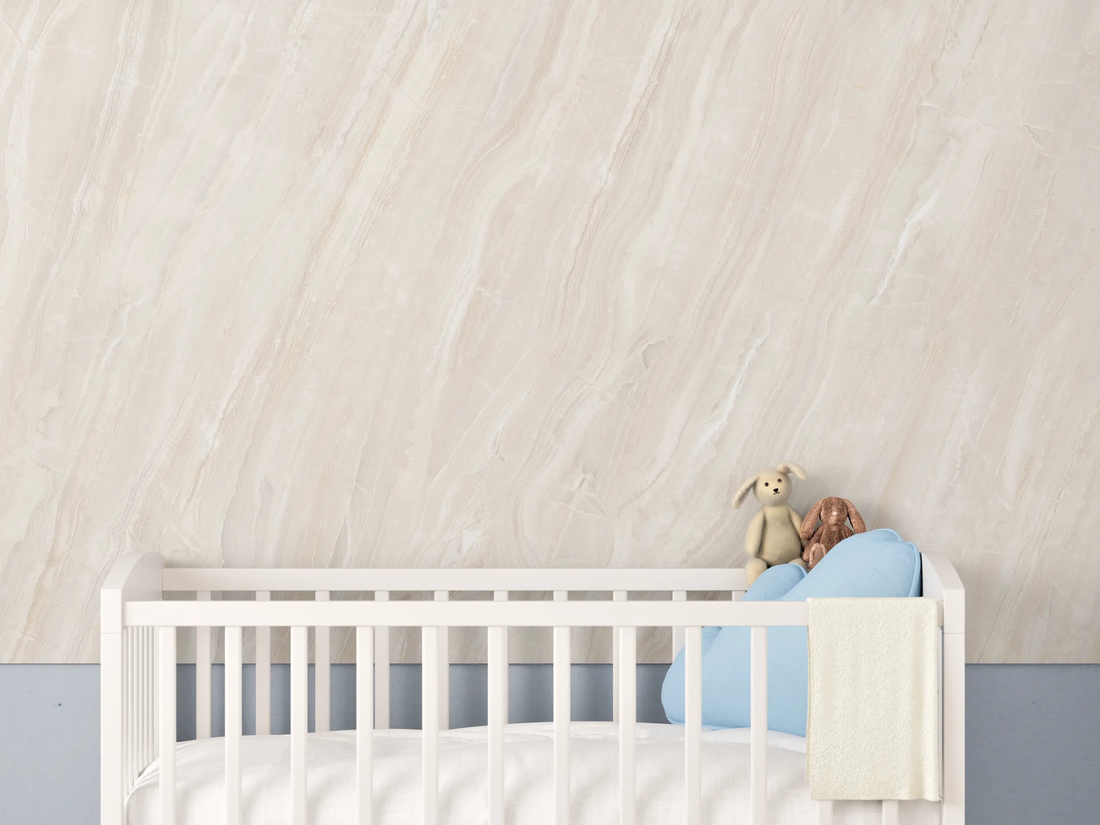 Babyzimmer Wandgestaltung - Marmor Creme Travertin Textur