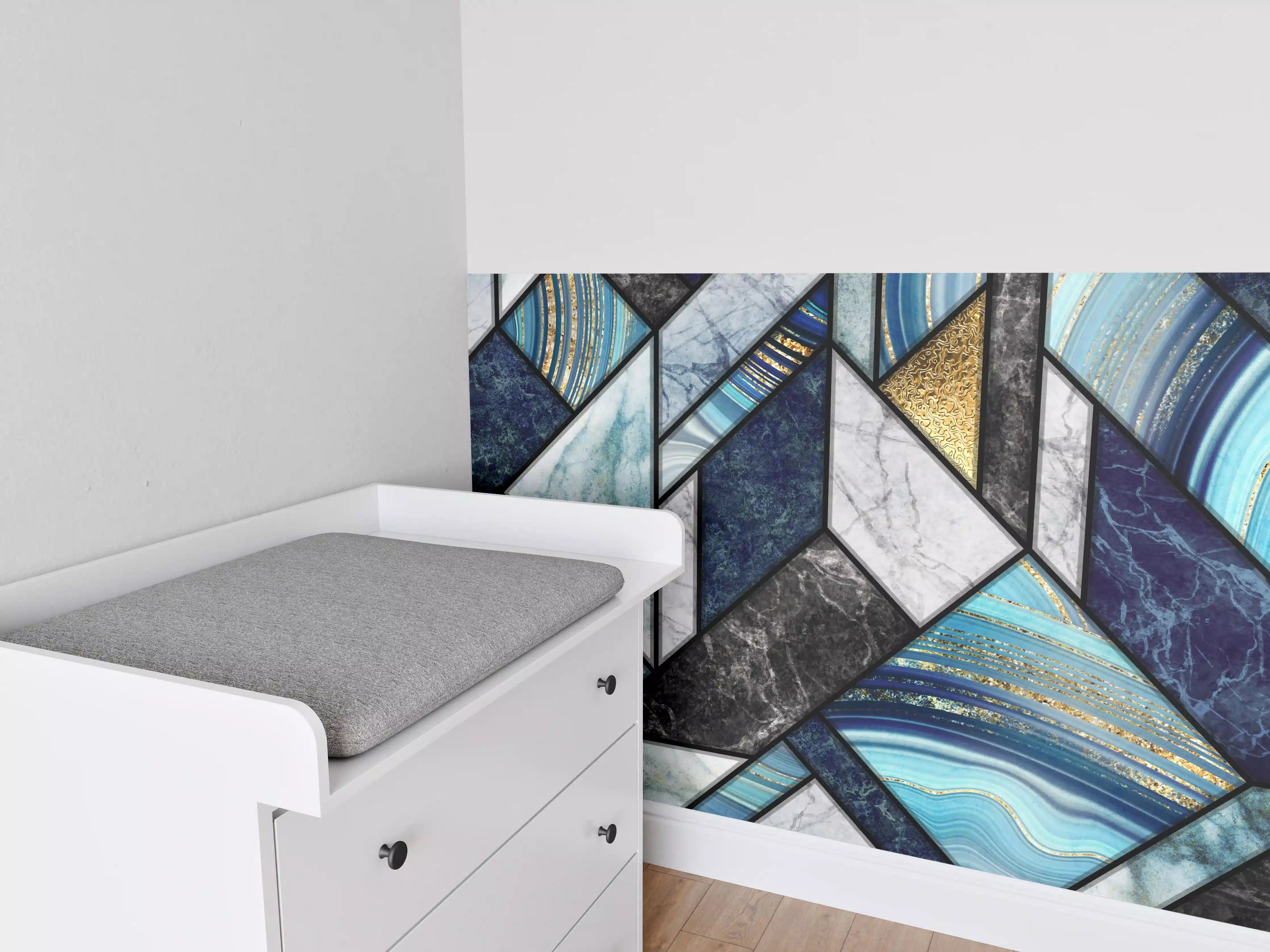 Babyzimmer Wandgestaltung - Marmor Granit Gold Inlay
