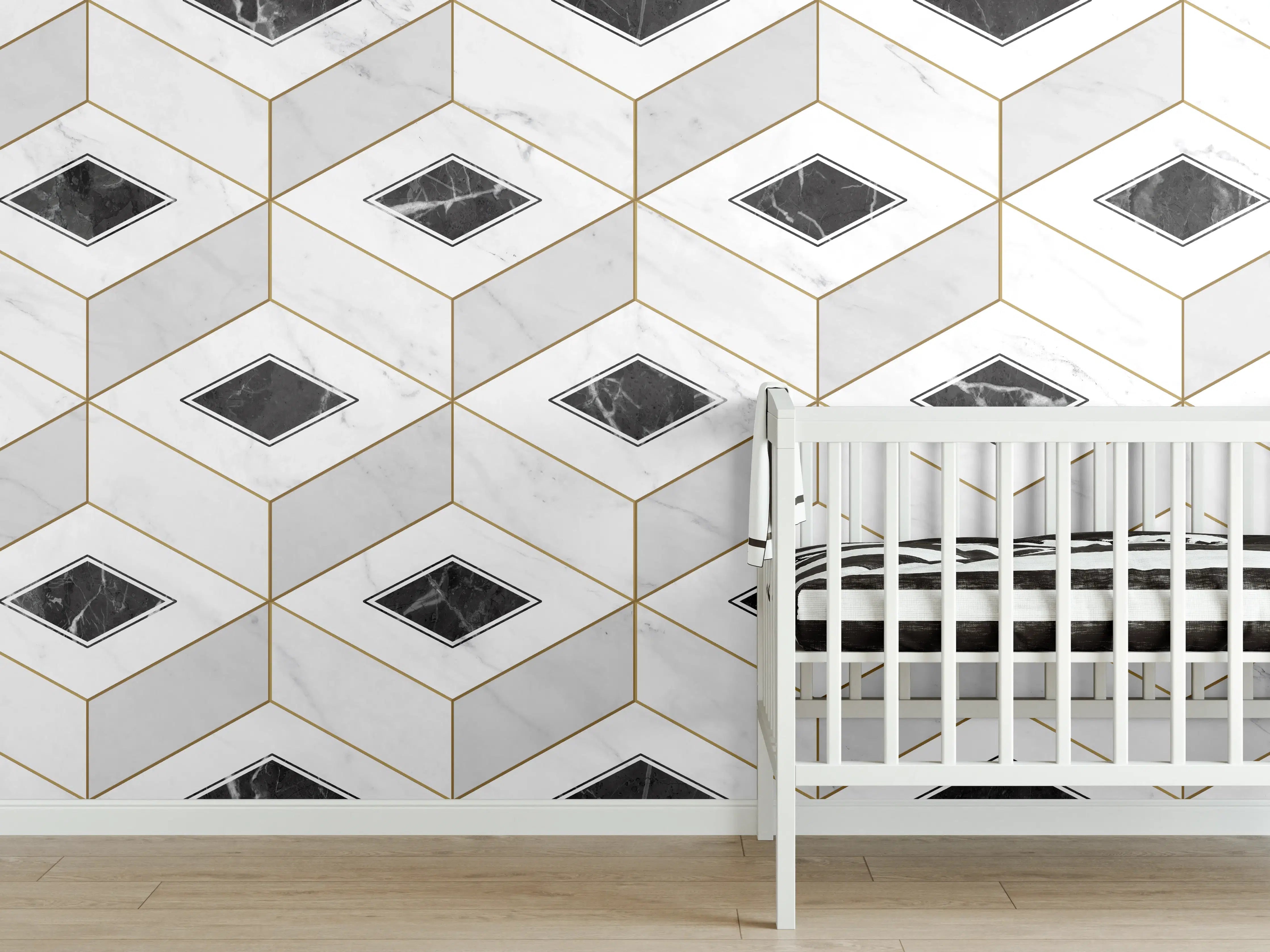 Babyzimmer Wandgestaltung - Marmor Textur - 3D Design