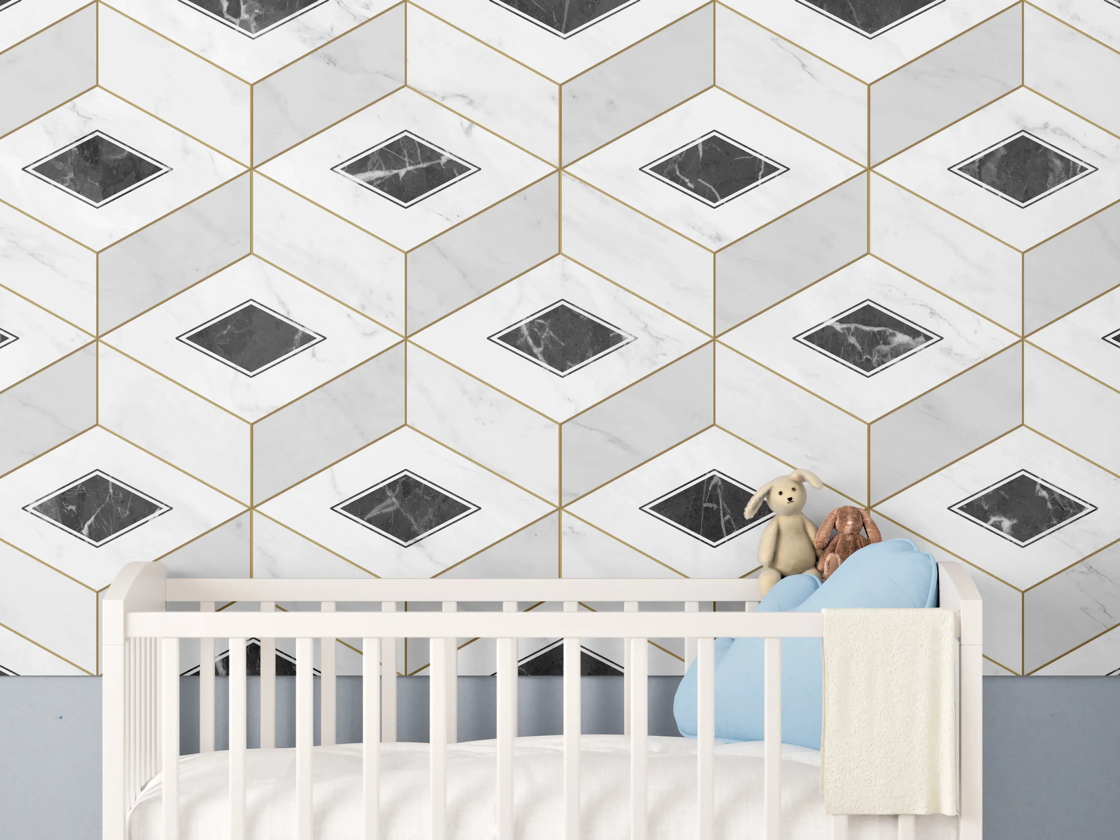 Babyzimmer Wandgestaltung - Marmor Textur - 3D Design