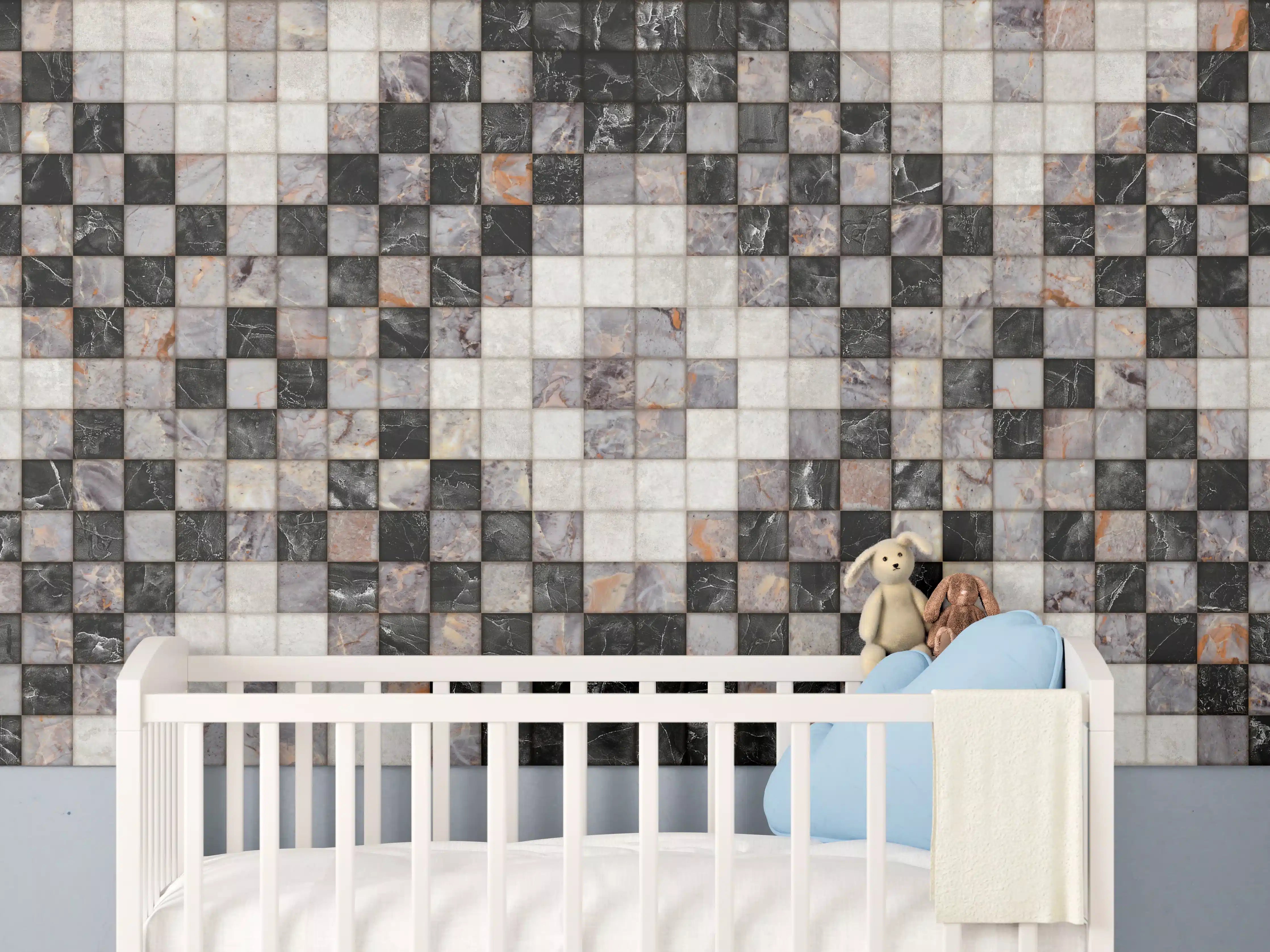 Babyzimmer Wandgestaltung - Marmor Textur - Retro-Muster