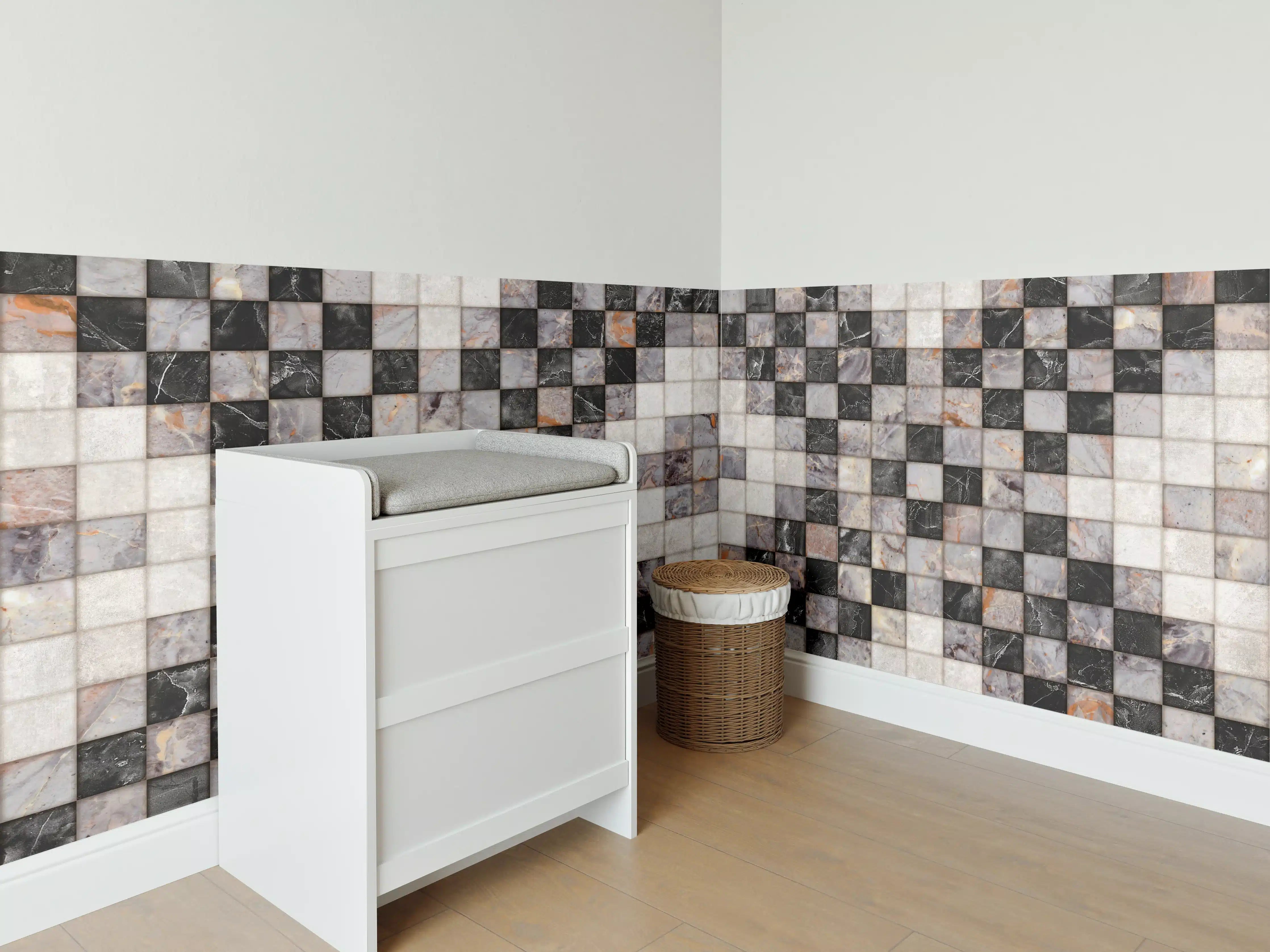 Babyzimmer Wandgestaltung - Marmor Textur - Retro-Muster