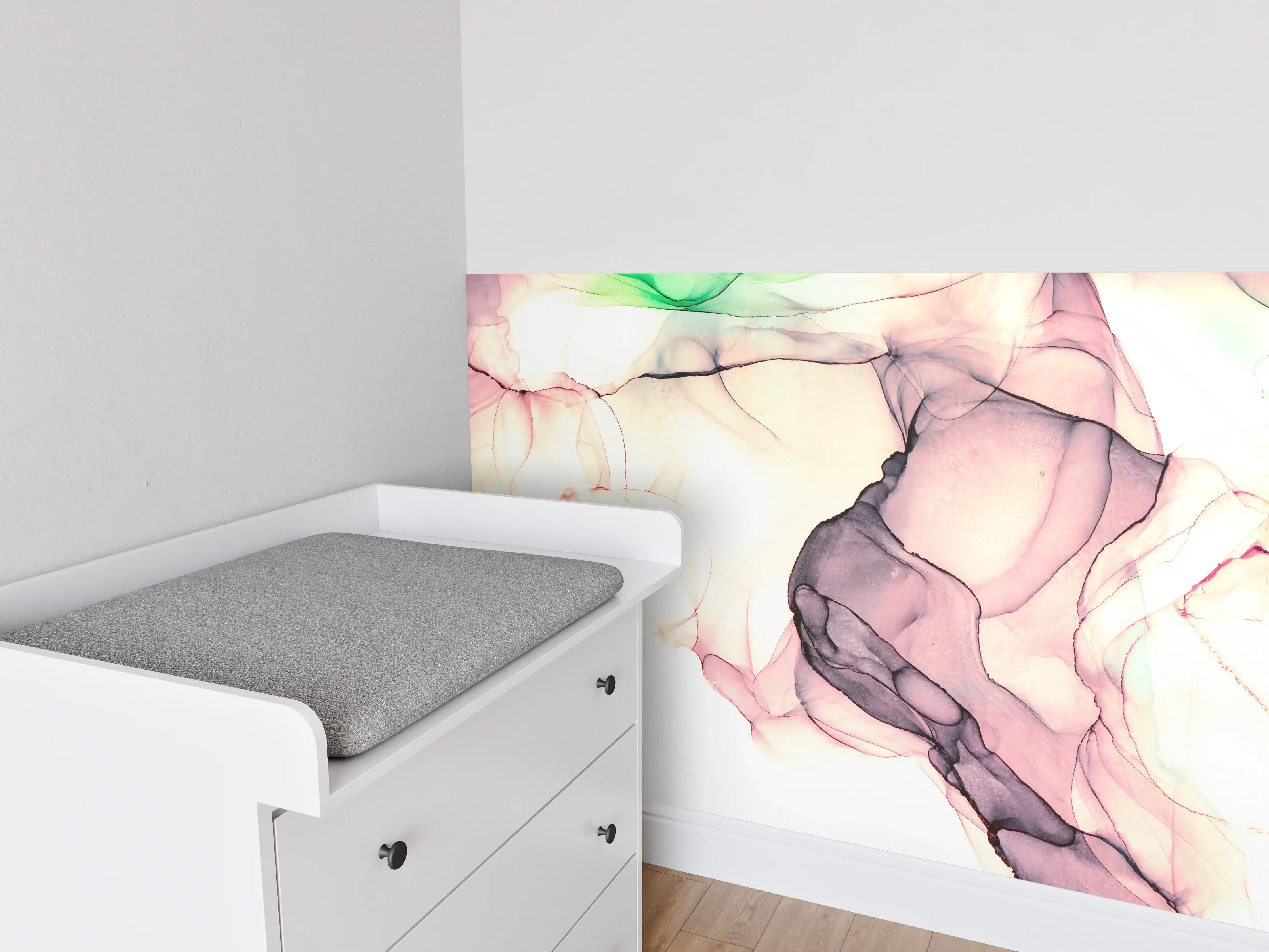 Babyzimmer Wandgestaltung - Marmor Wanddesign - Flüssigmalerei