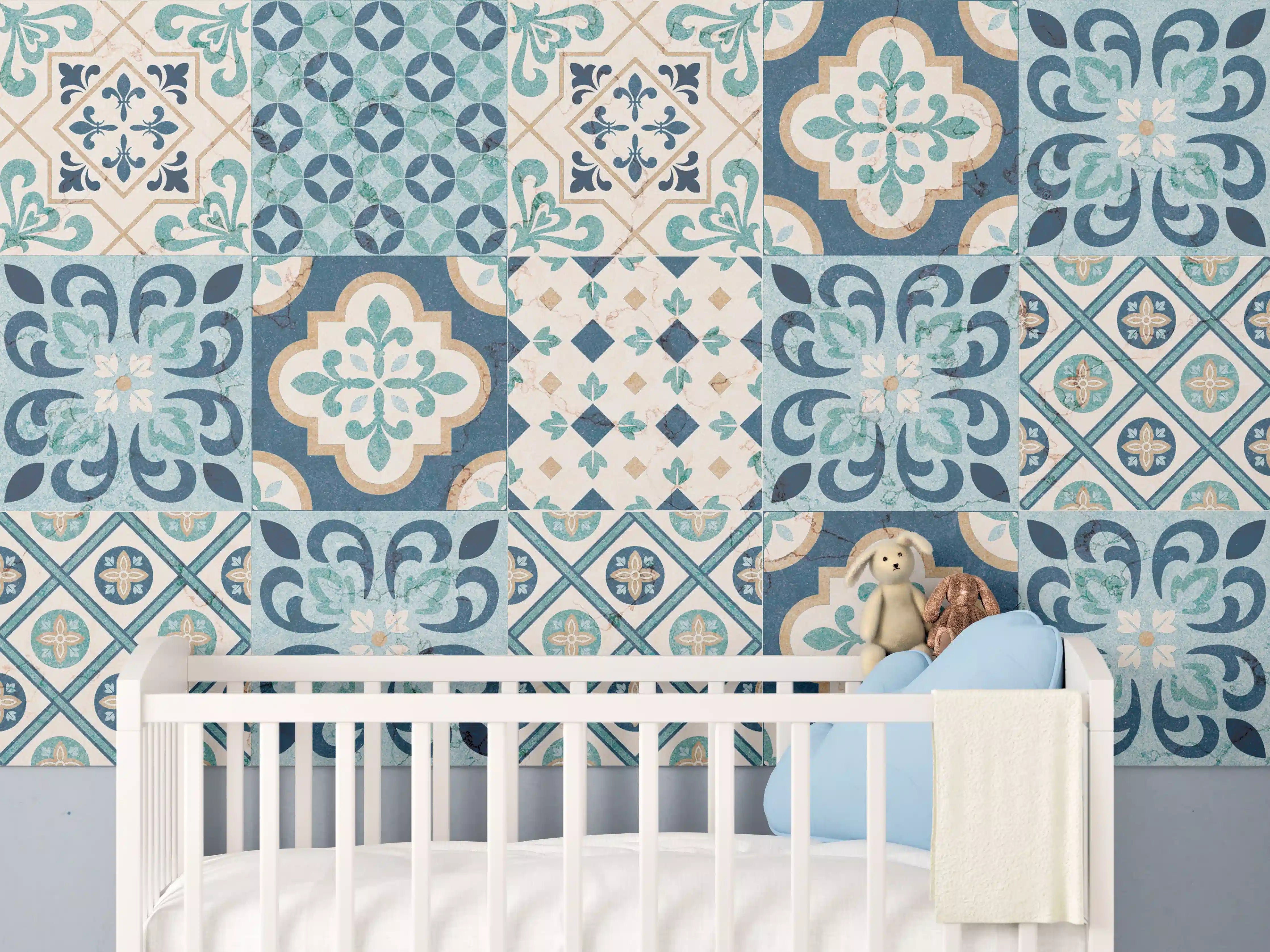 Babyzimmer Wandgestaltung - Marokkanische Fliesen in Bunt