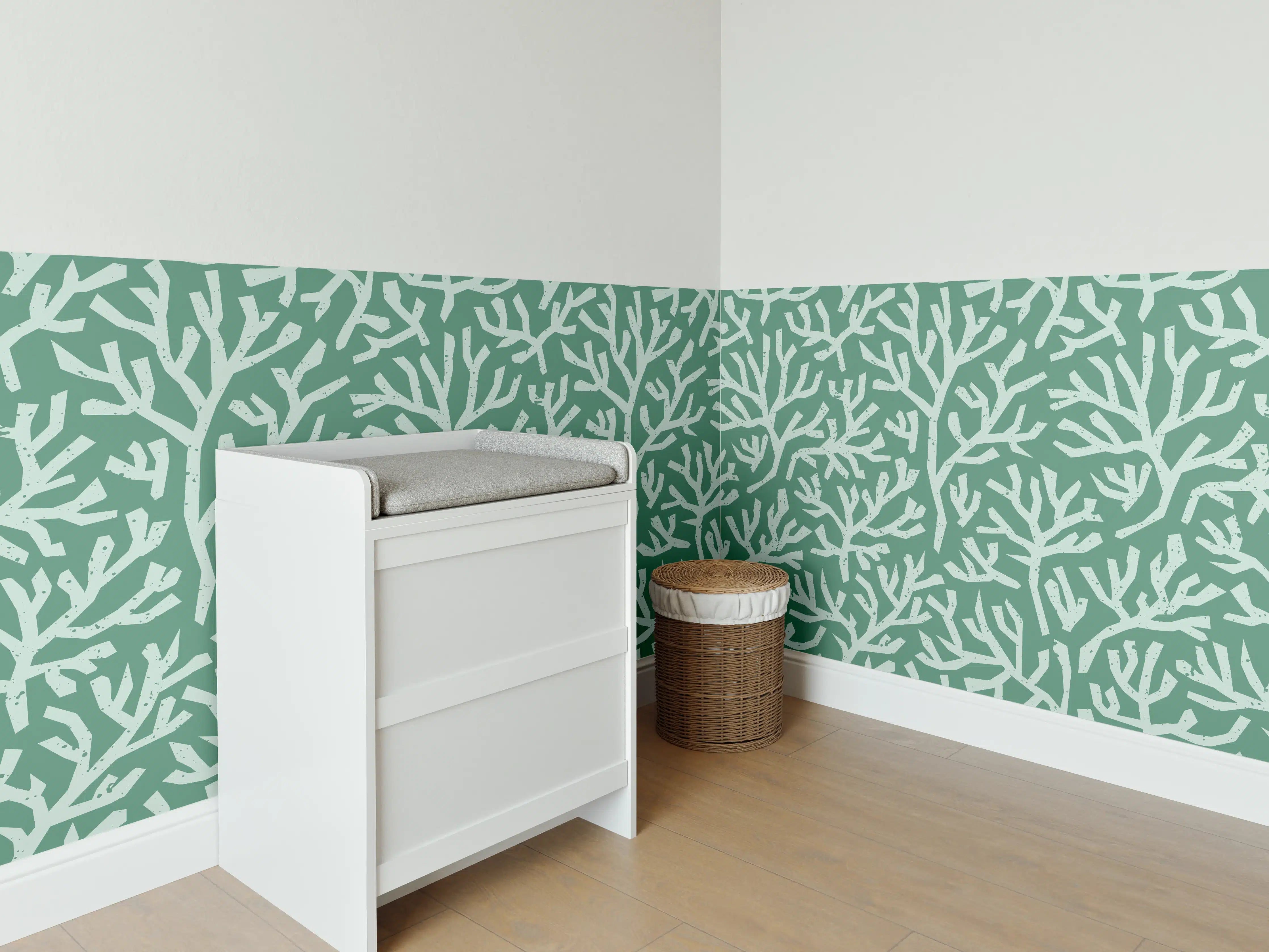 Babyzimmer Wandgestaltung - Meereskorallen in Blau-Grüntönen