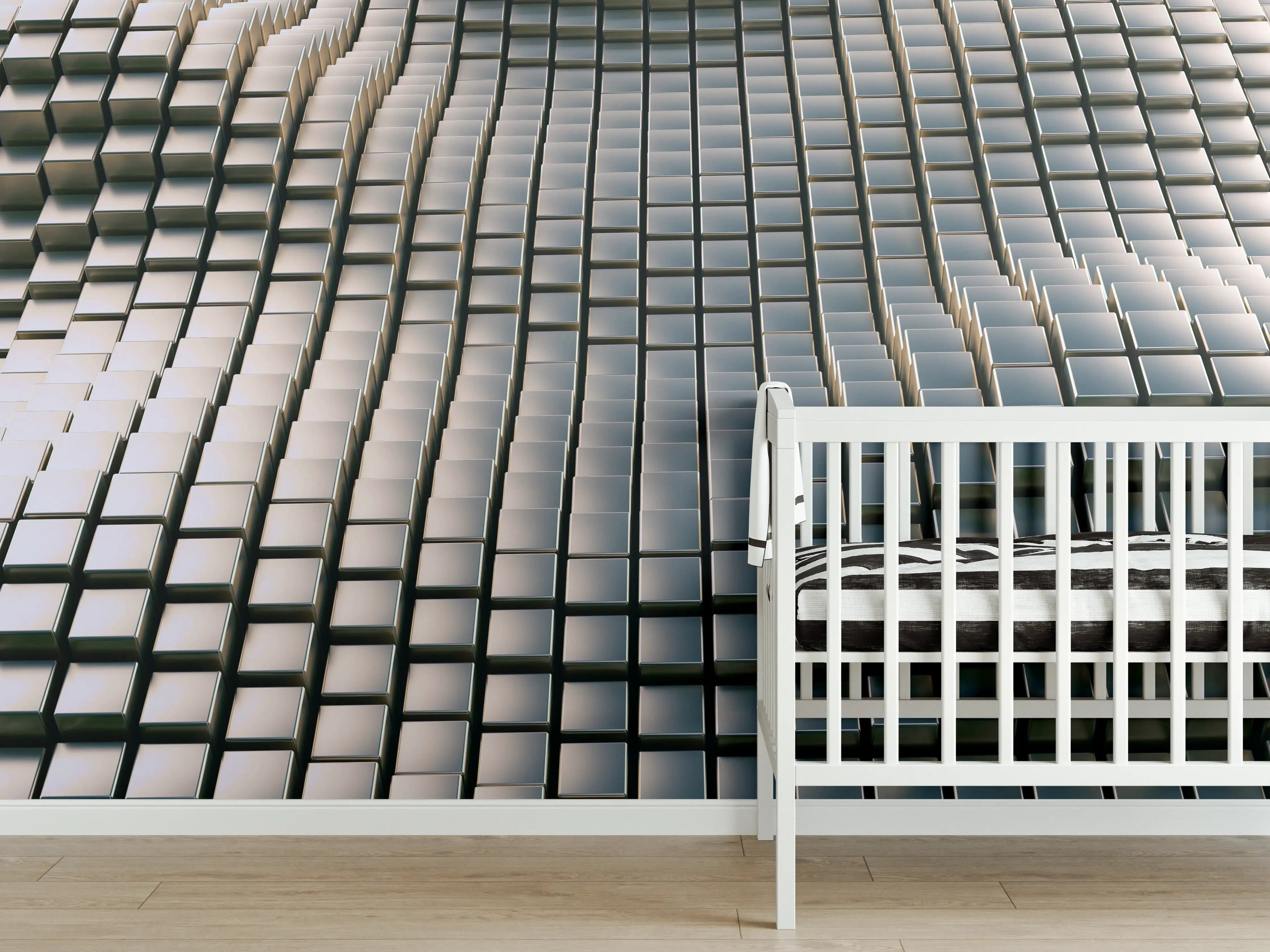 Babyzimmer Wandgestaltung - Metall Wellen Hintergrund