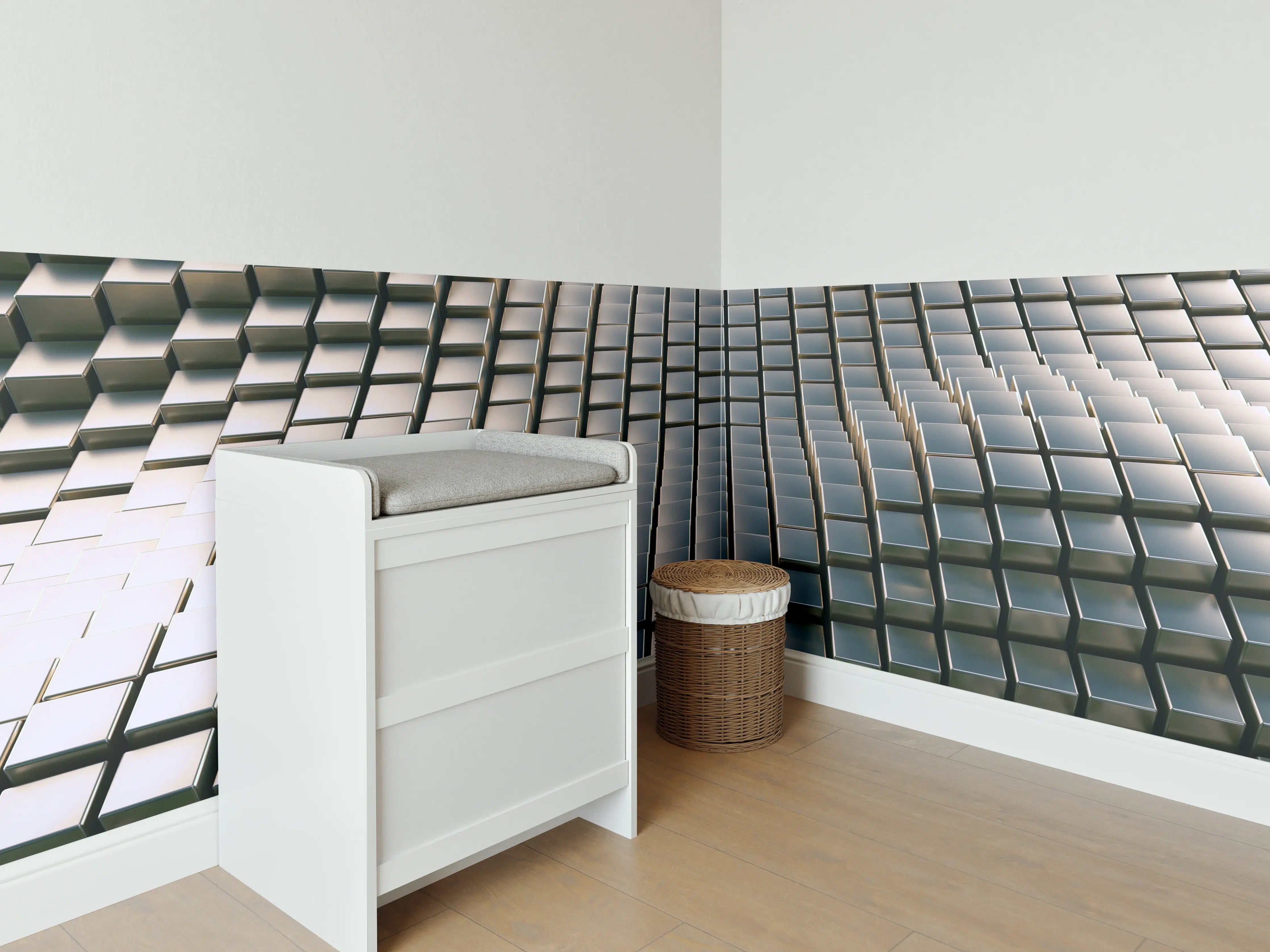 Babyzimmer Wandgestaltung - Metall Wellen Hintergrund