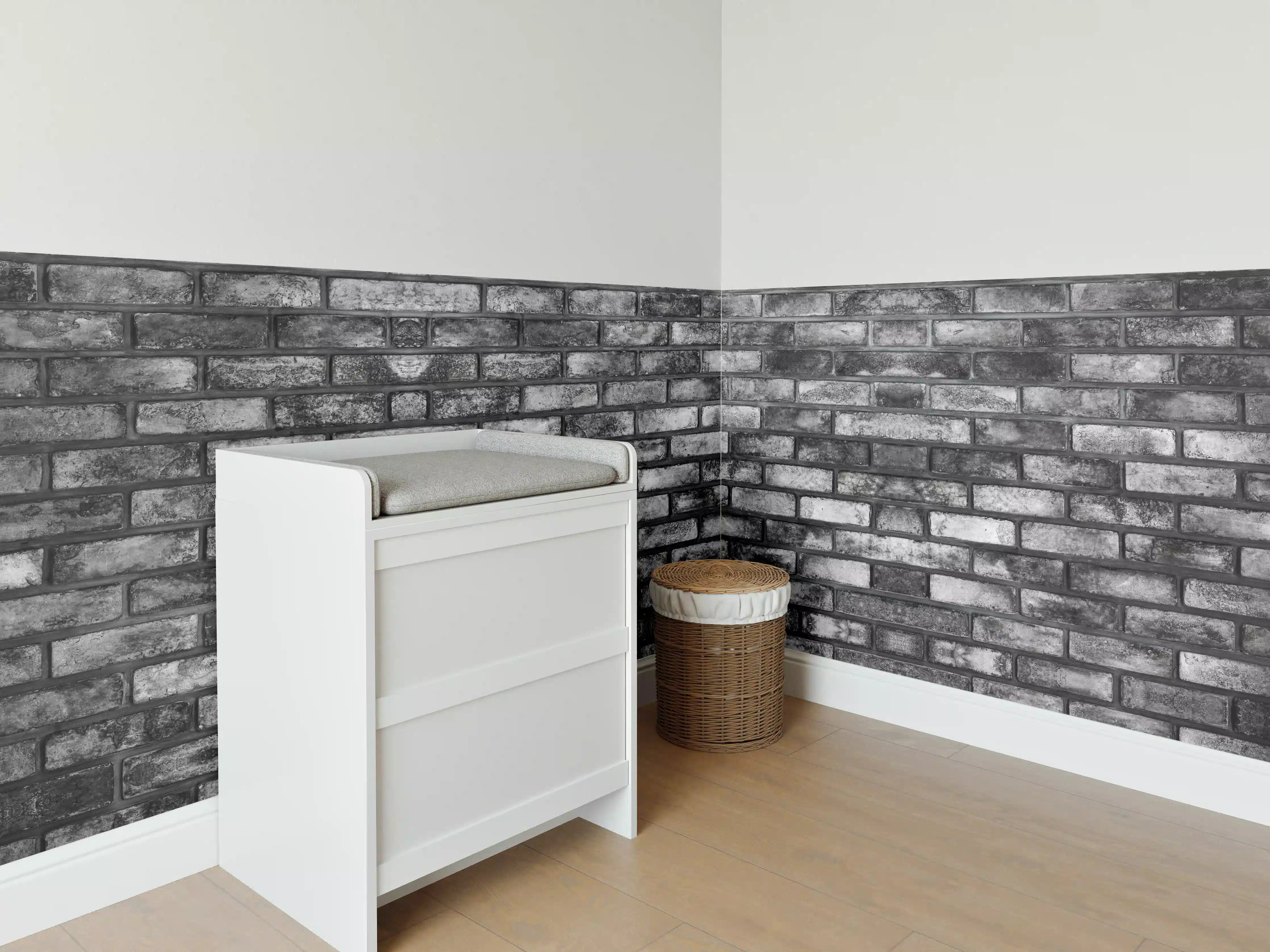 Babyzimmer Wandgestaltung - Metallische Steinstruktur