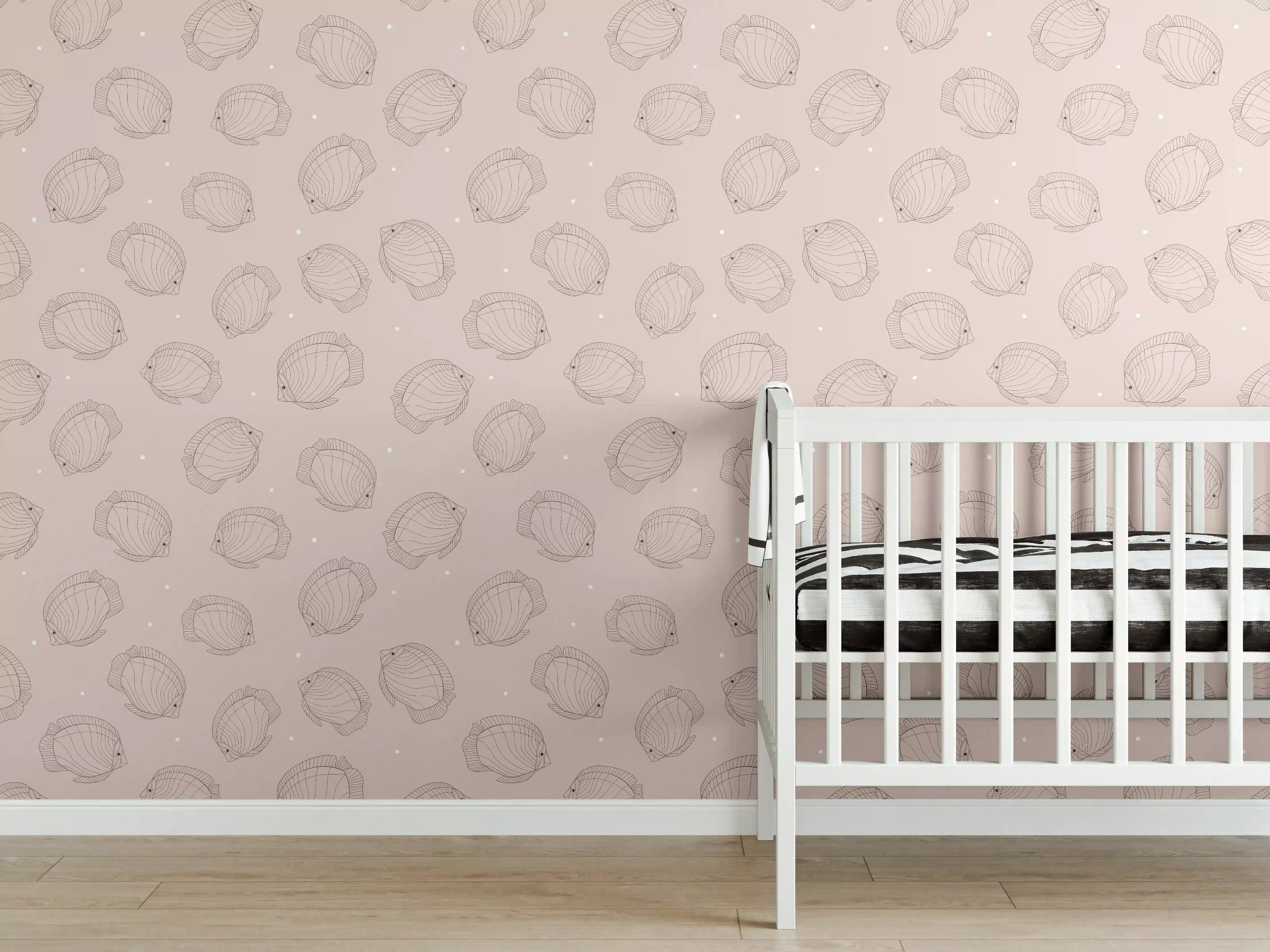 Babyzimmer Wandgestaltung - Minimalistische Fische Beige-Rosa