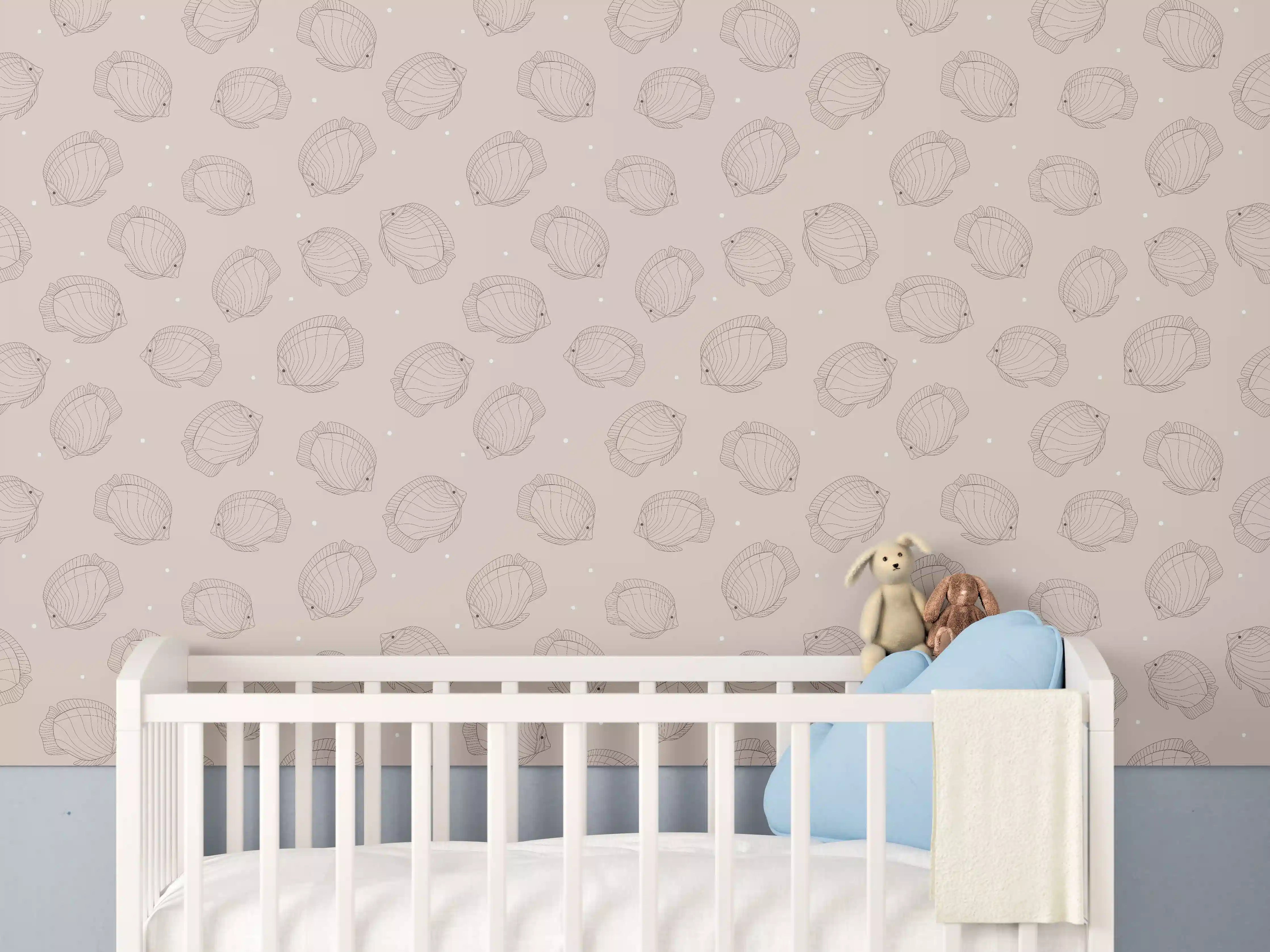Babyzimmer Wandgestaltung - Minimalistische Fische Beige-Rosa