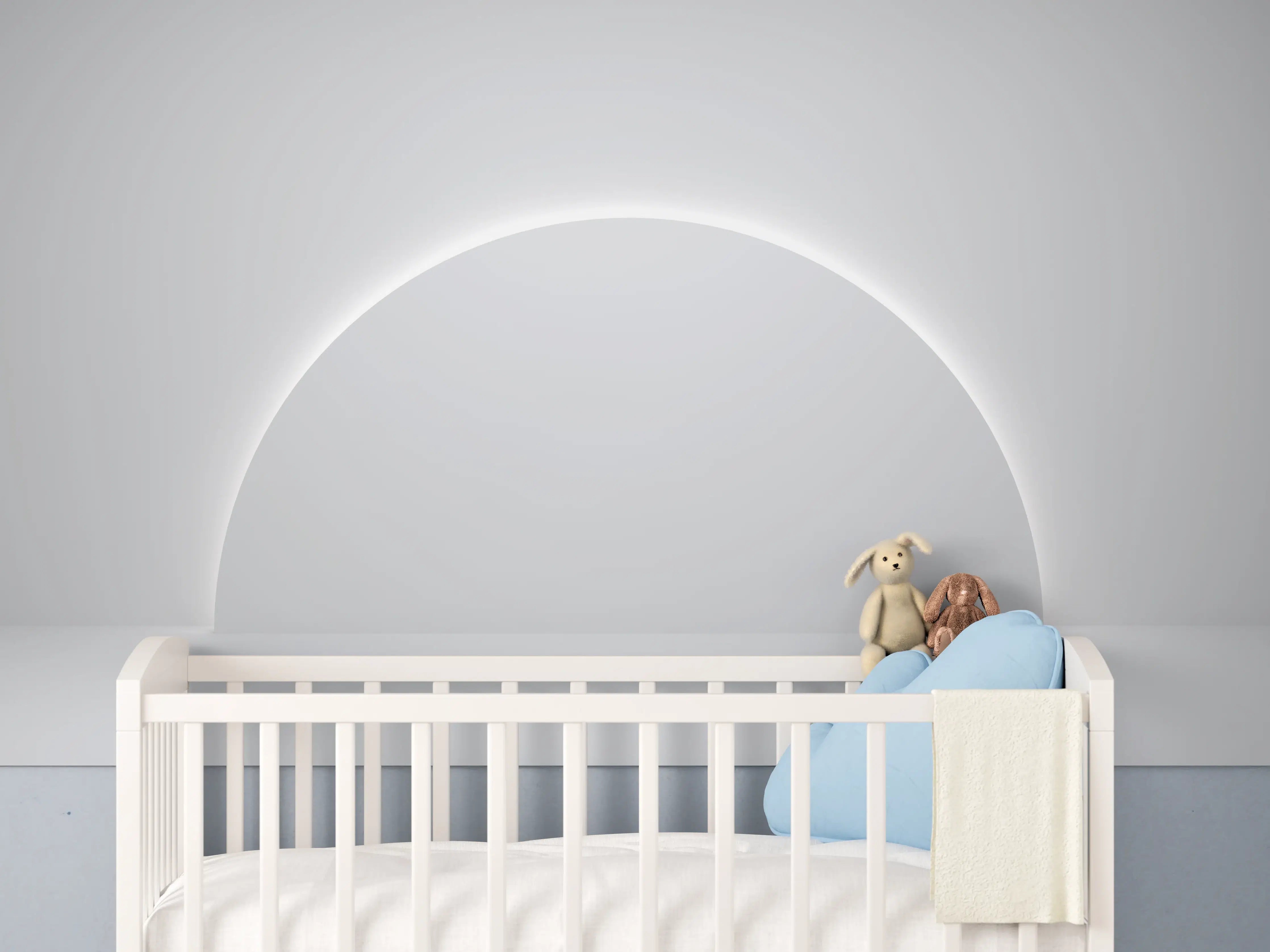 Babyzimmer Wandgestaltung - Minimalistischer Weiß-Grauer Sockel