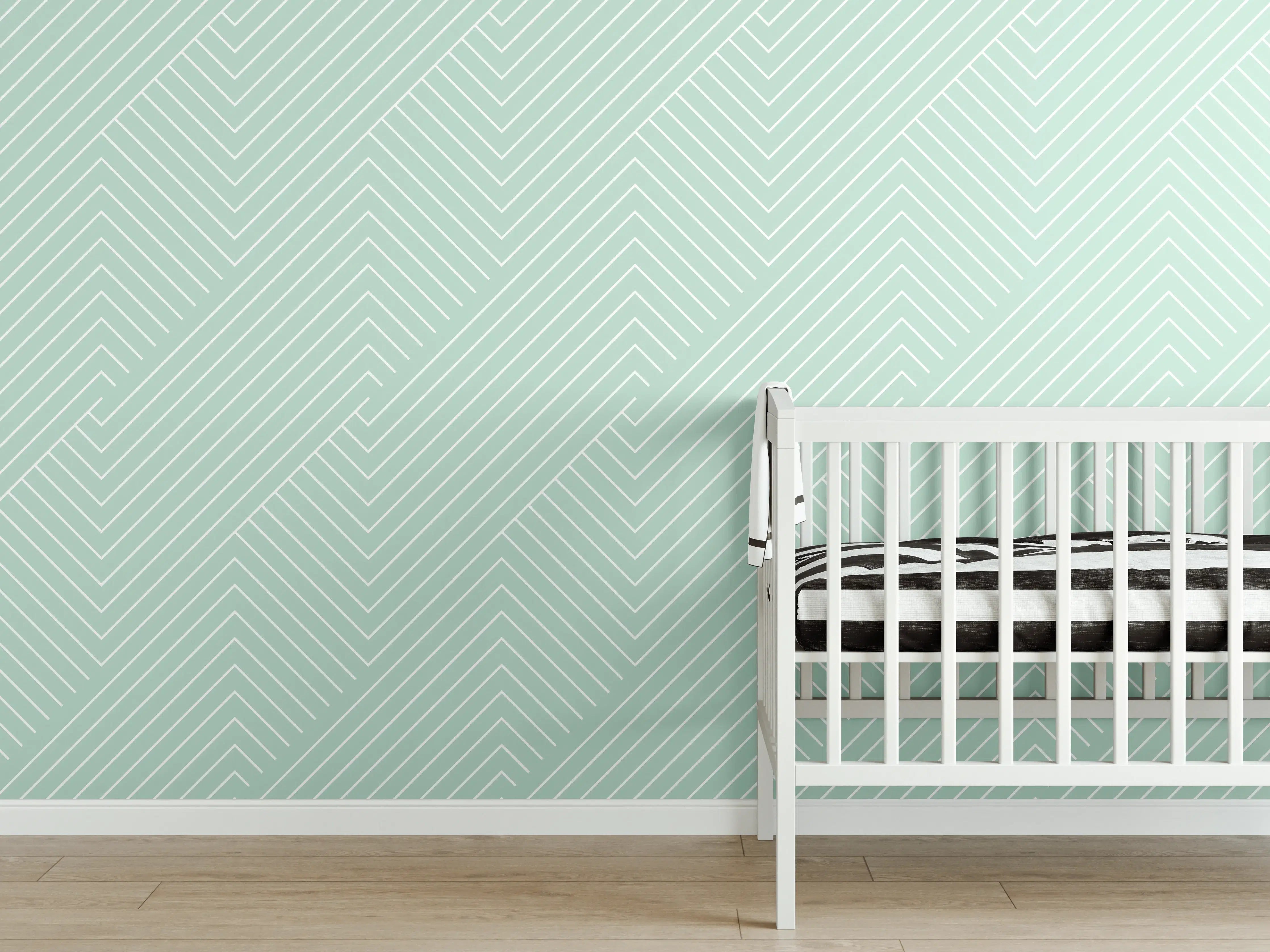 Babyzimmer Wandgestaltung - Mint-Grün Geometrisch-Muster