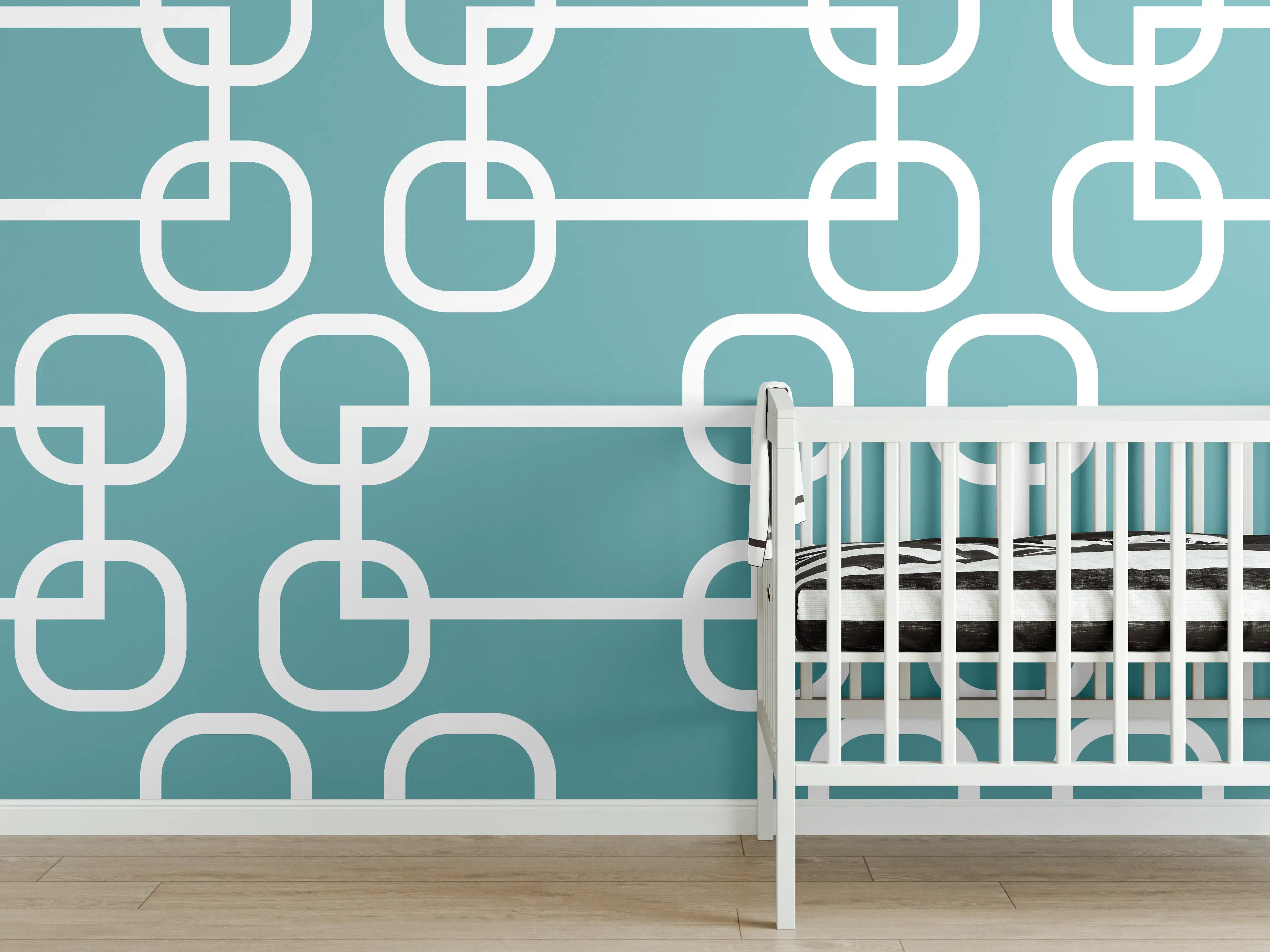 Babyzimmer Wandgestaltung - Mintfarbene Kreise Netz-Muster