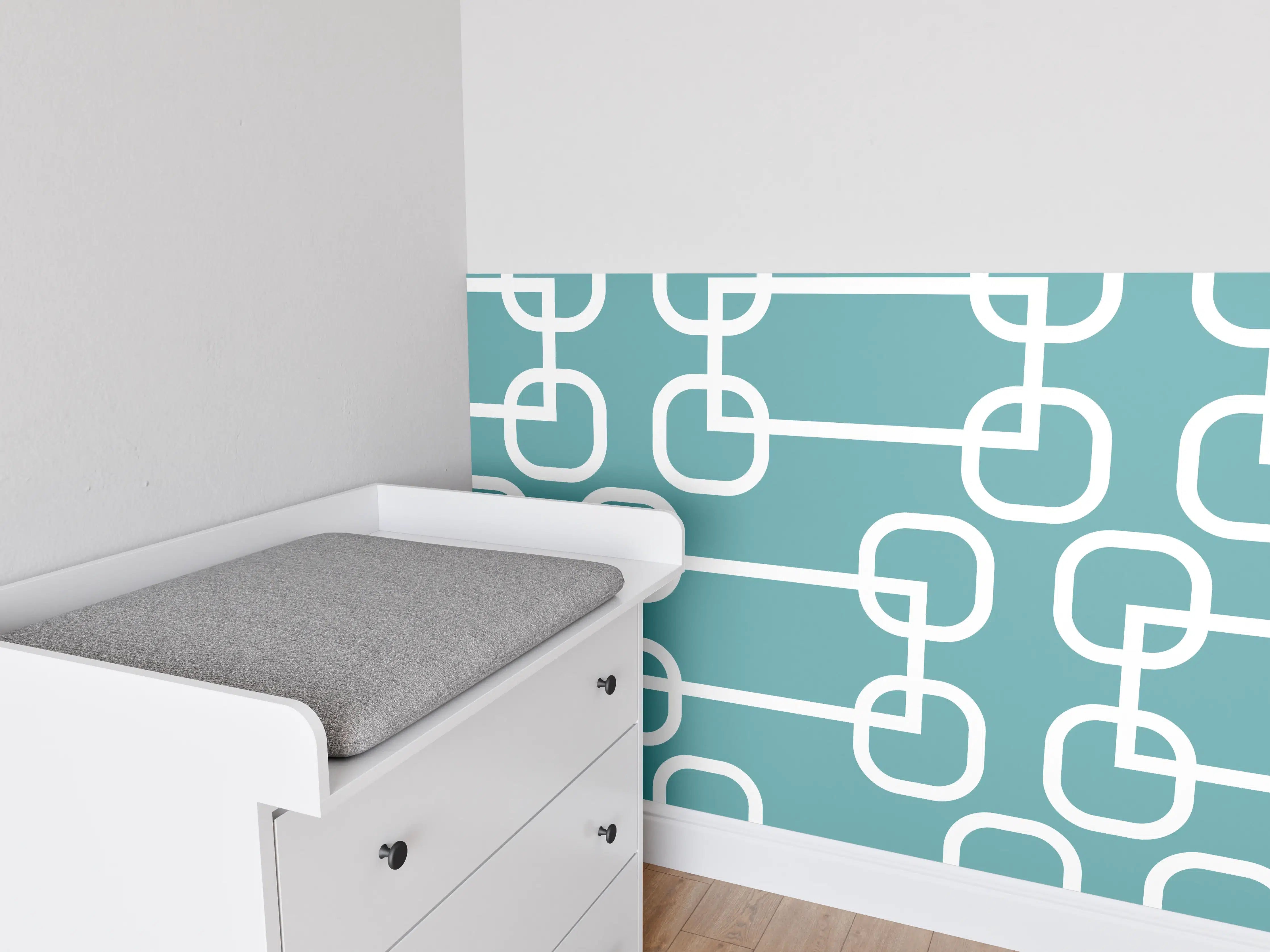 Babyzimmer Wandgestaltung - Mintfarbene Kreise Netz-Muster