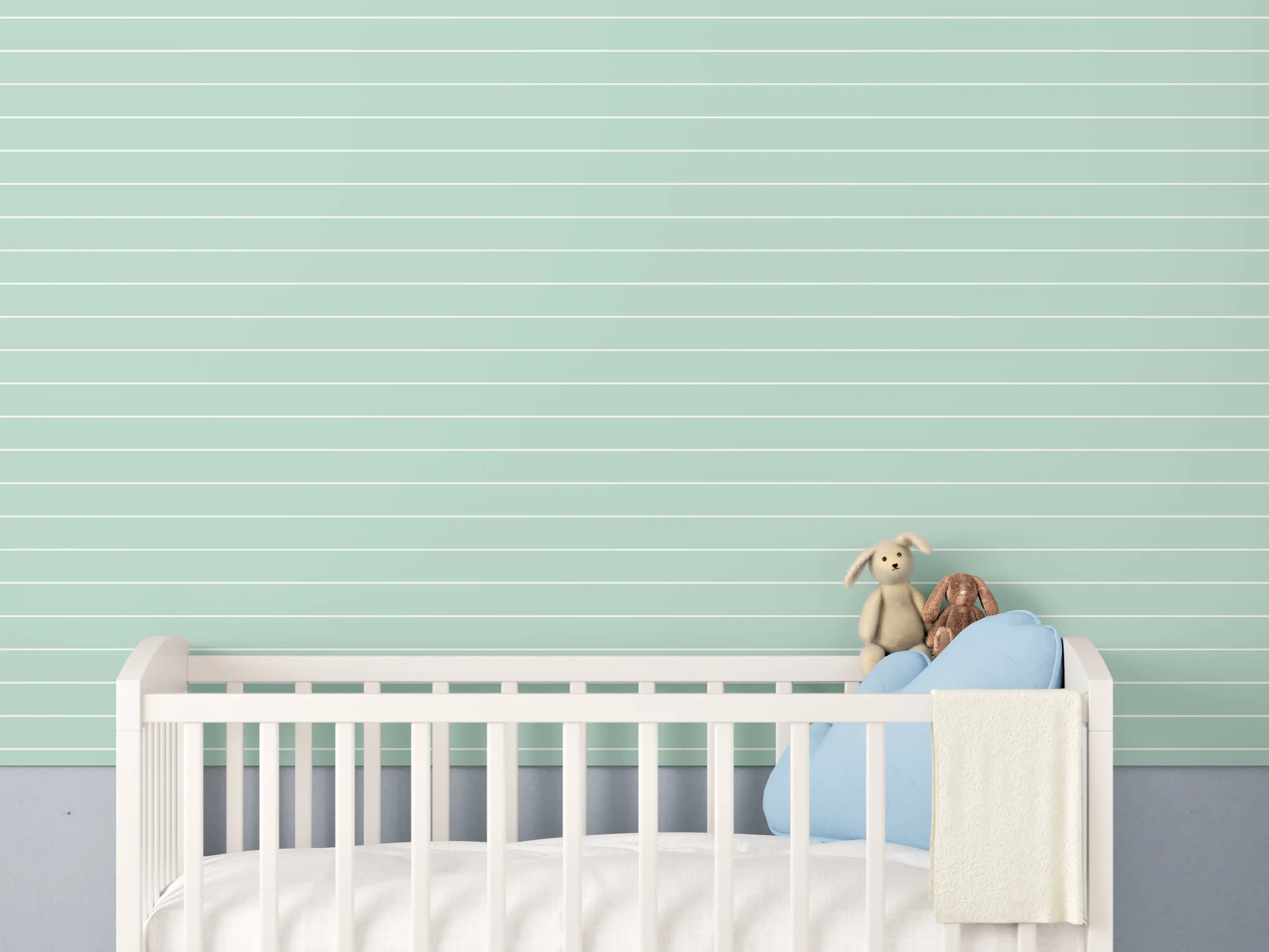Babyzimmer Wandgestaltung - Mintgrüne geometrische Wandgestaltung