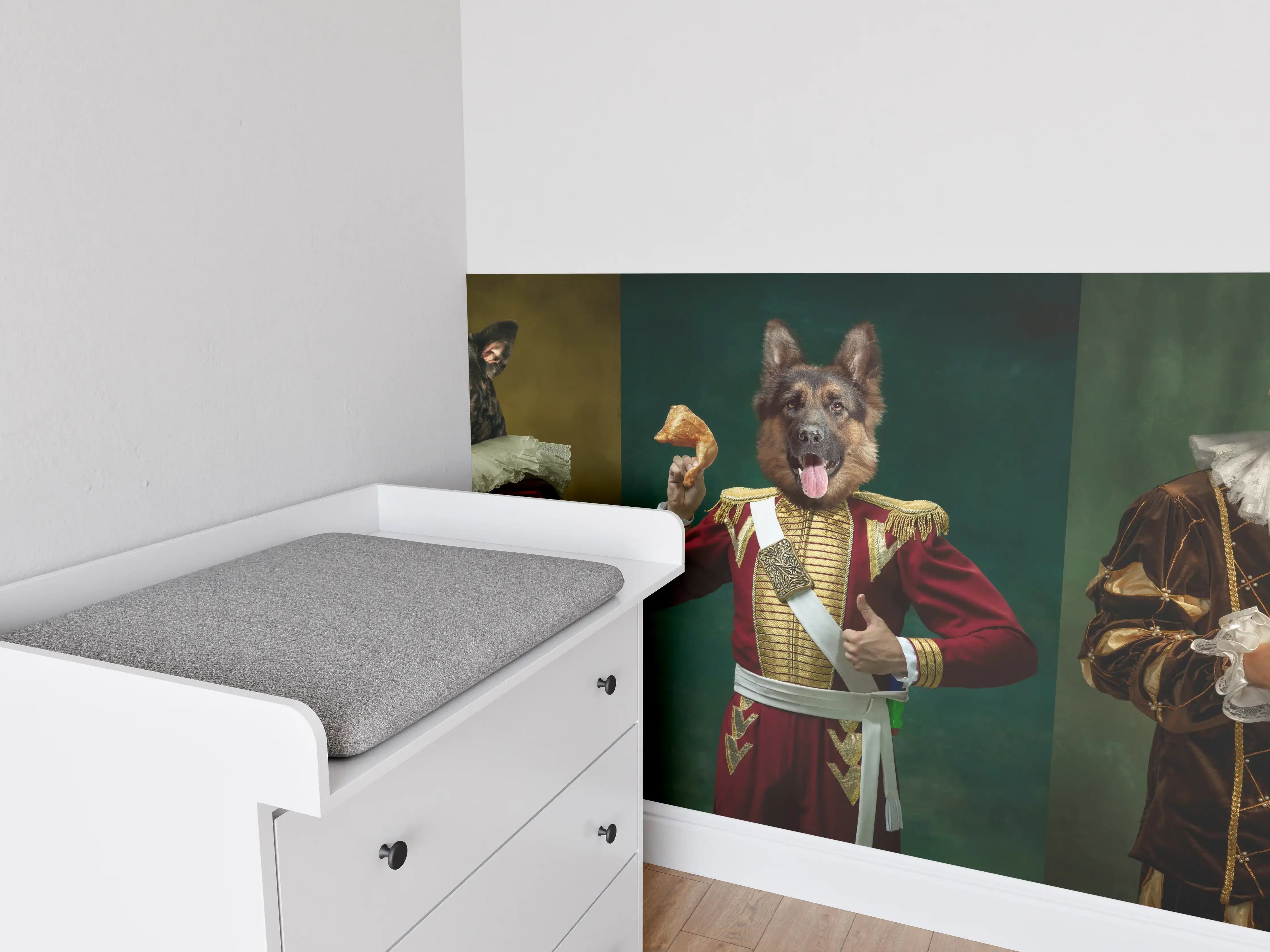 Babyzimmer Wandgestaltung - Mittelalterliche Hundekopf Porträts