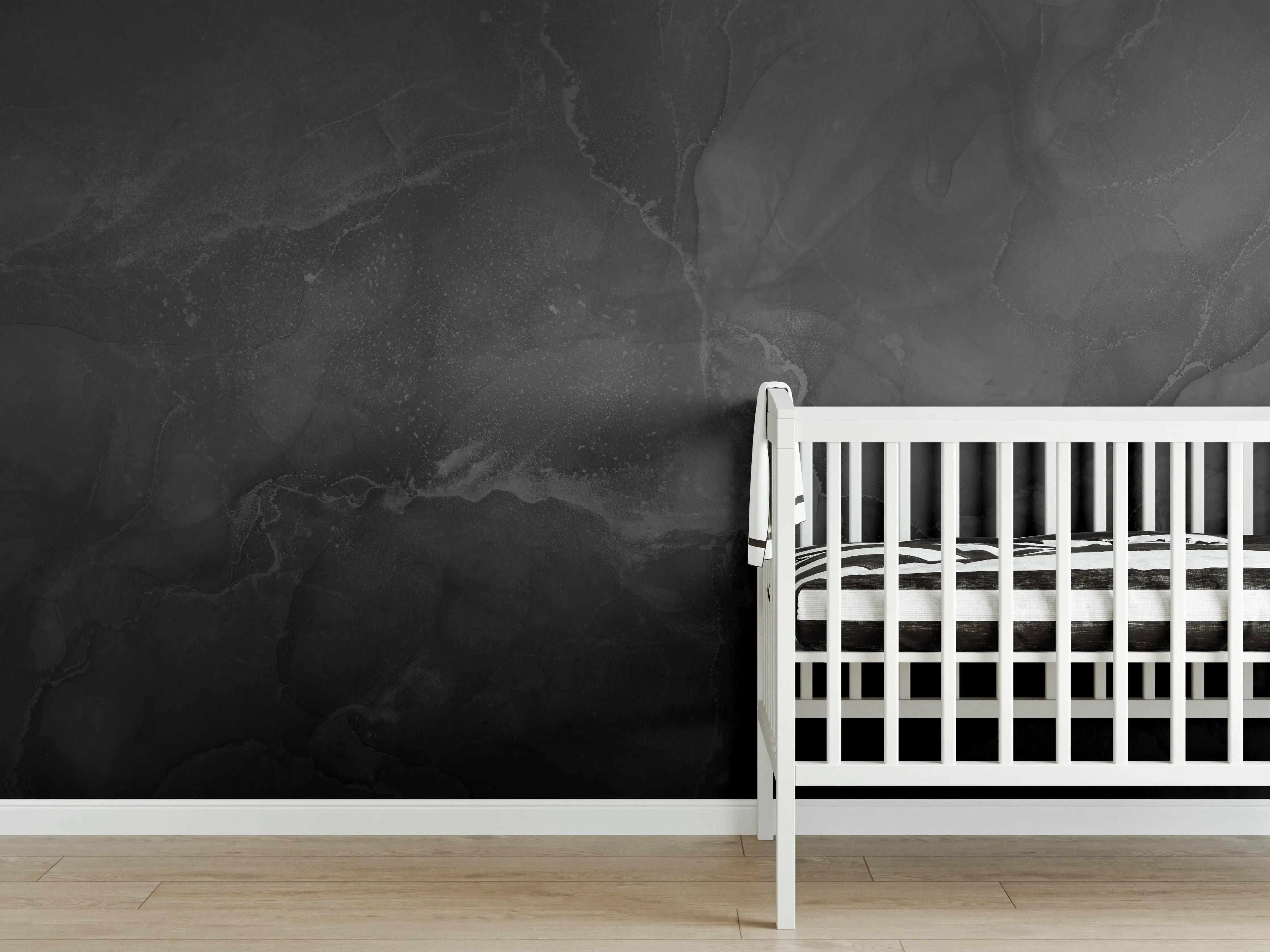 Babyzimmer Wandgestaltung - Modern grau-schwarzer Marmor