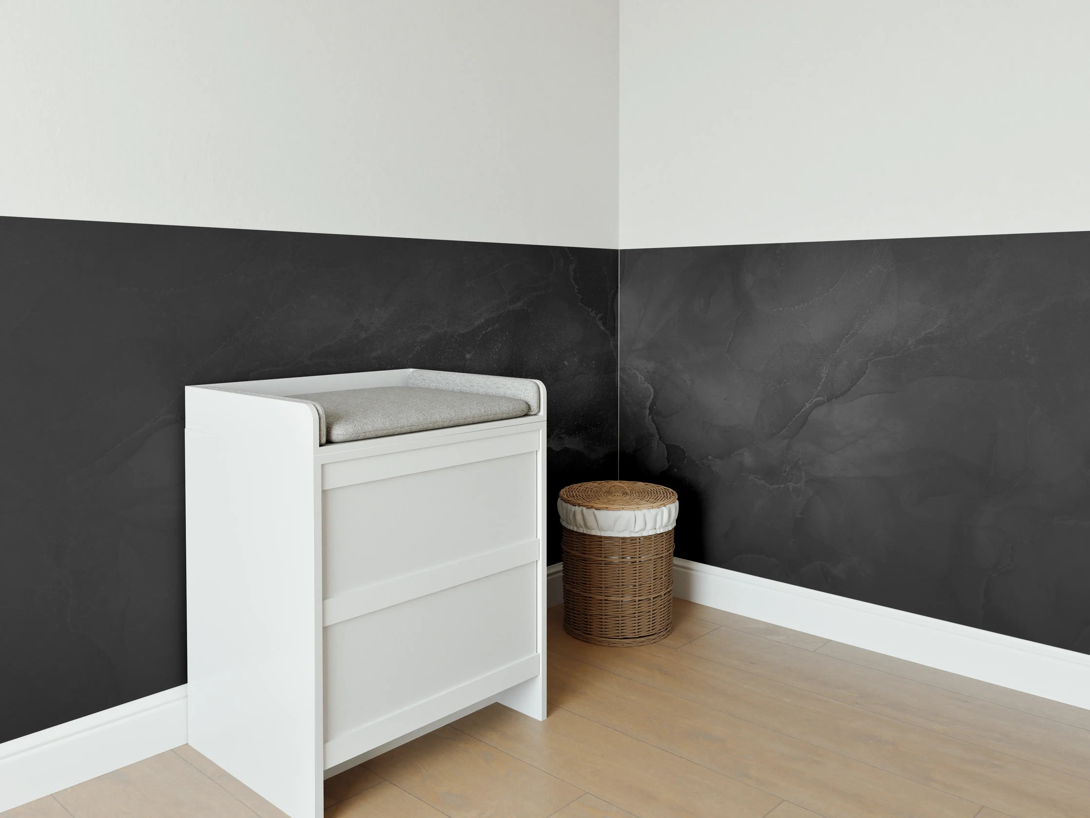 Babyzimmer Wandgestaltung - Modern grau-schwarzer Marmor