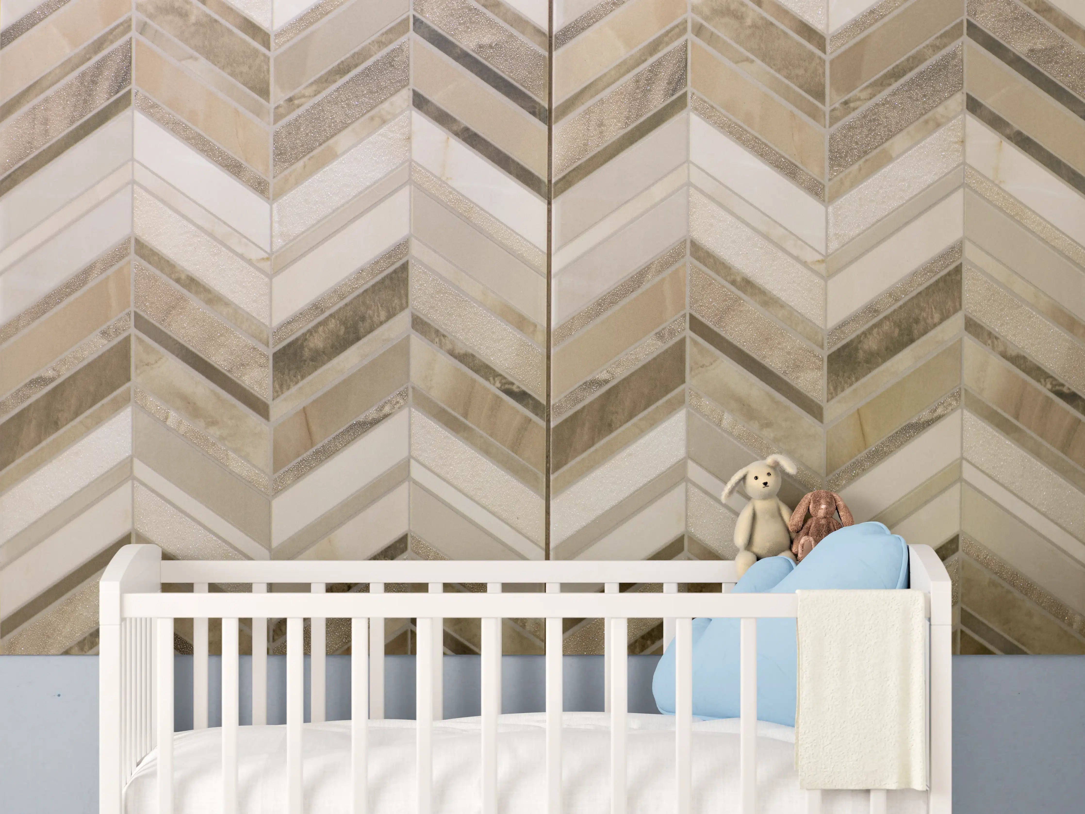 Babyzimmer Wandgestaltung - Moderne Beige-Creme Wandfliesen