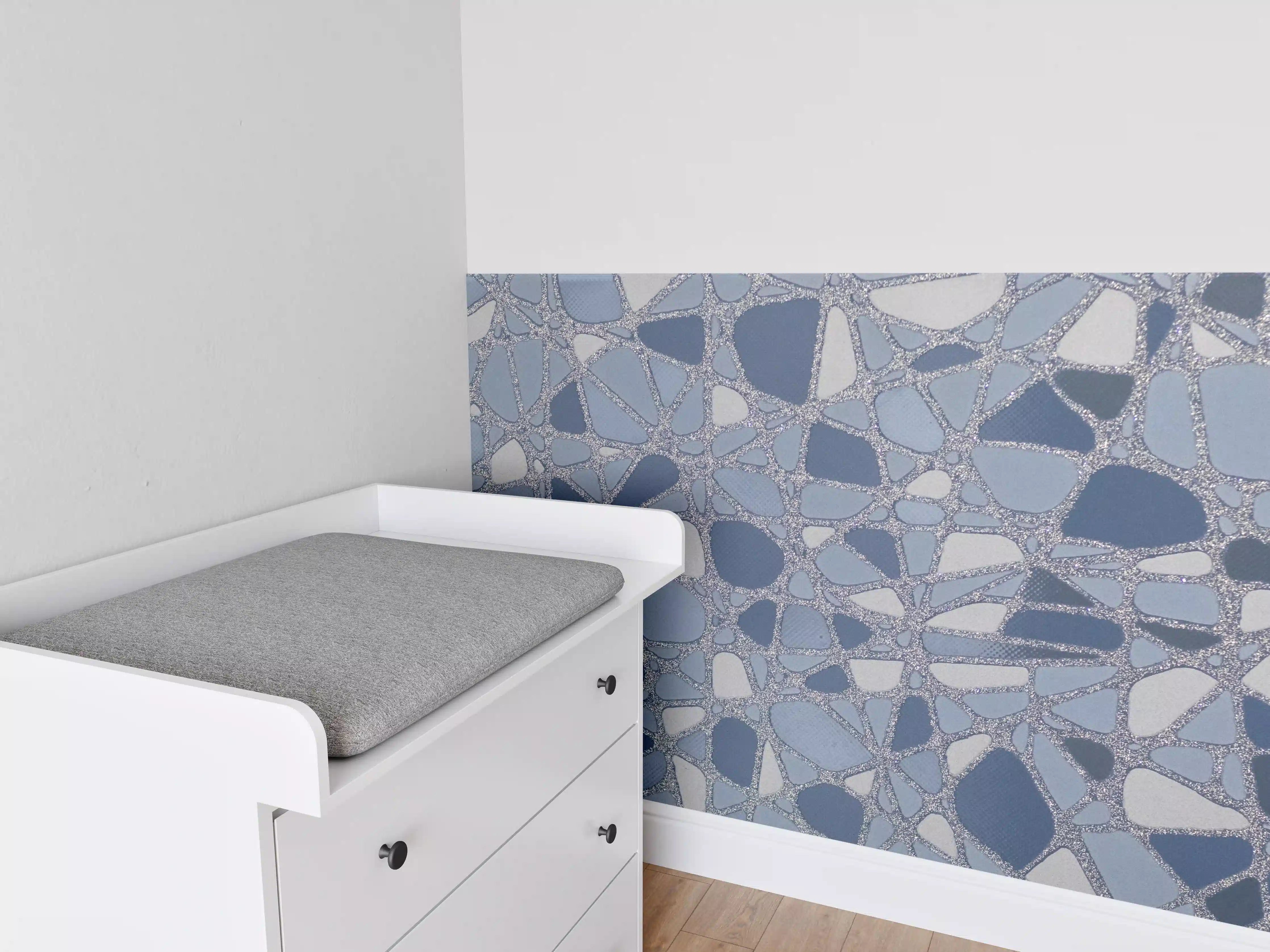 Babyzimmer Wandgestaltung - Moderne Betonstruktur in Blau und Grau