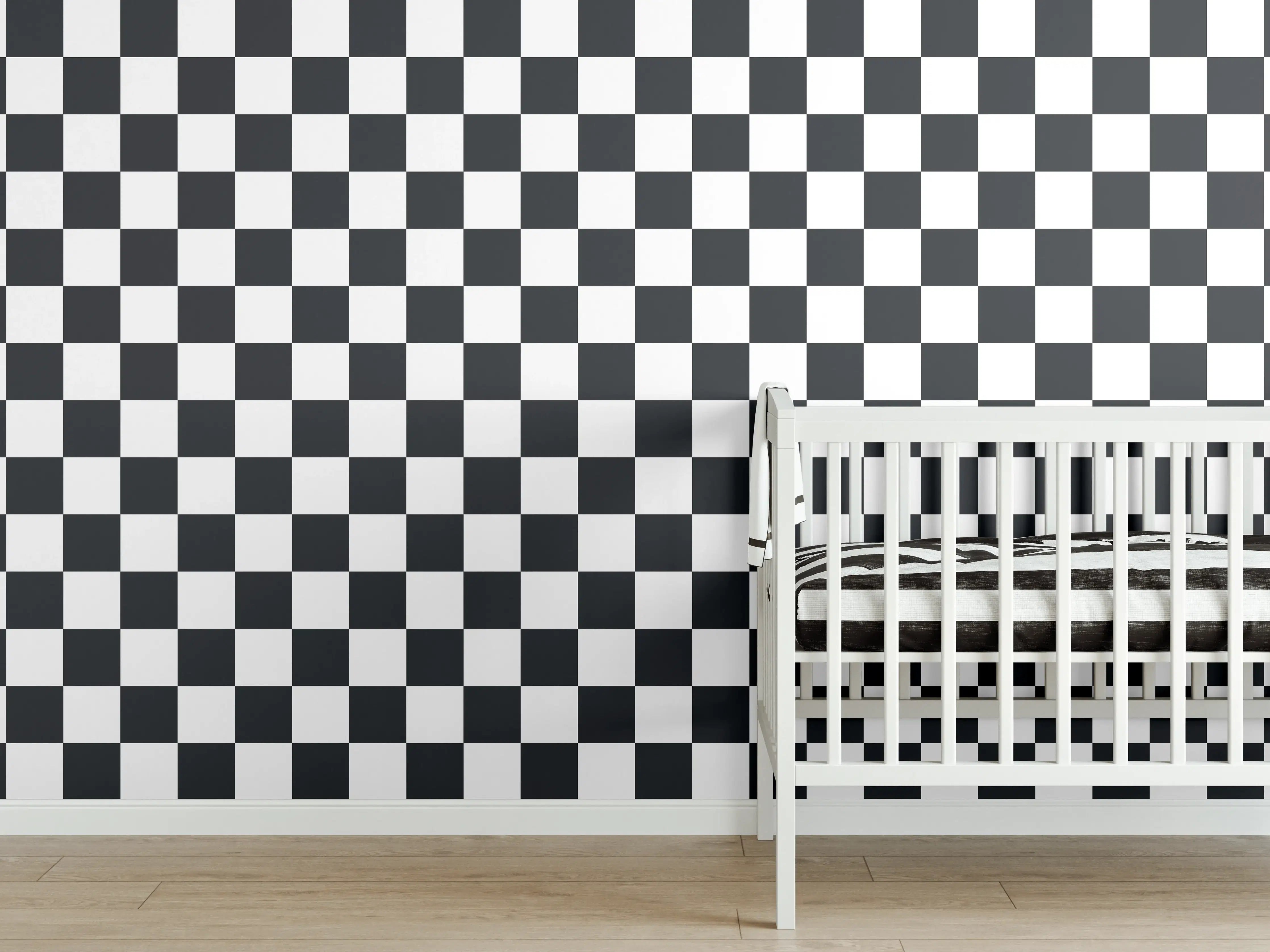 Babyzimmer Wandgestaltung - Moderne Fliesen in Schwarz-Weiß-Design